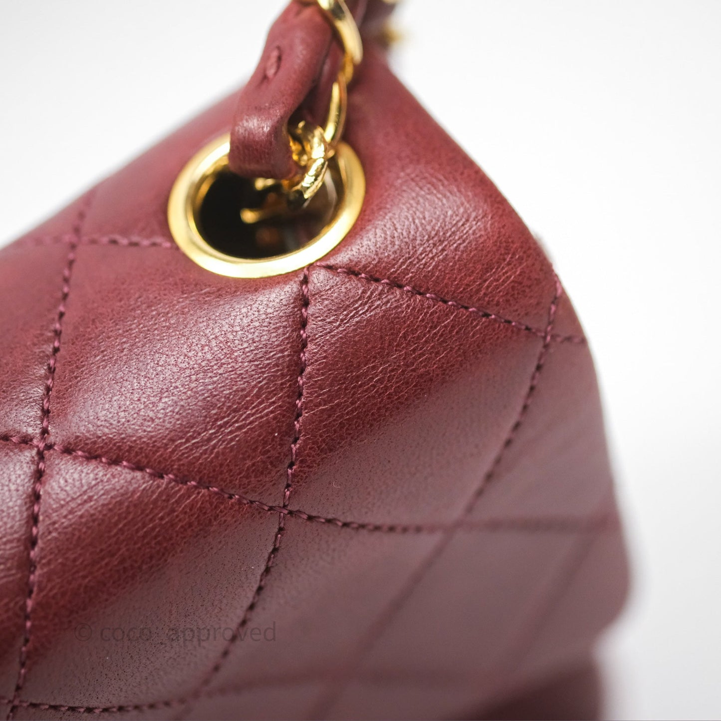 Chanel Vintage Mini Square Burgundy Lambskin 24K Gold Hardware