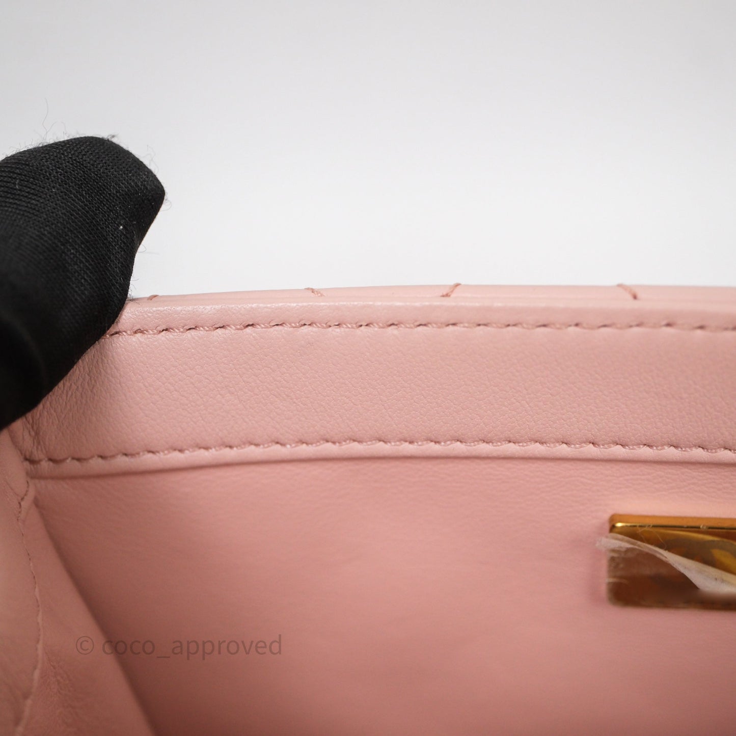 Chanel Pearl Crush Mini Square Quilted Pink Lambskin Aged Gold Hardware
