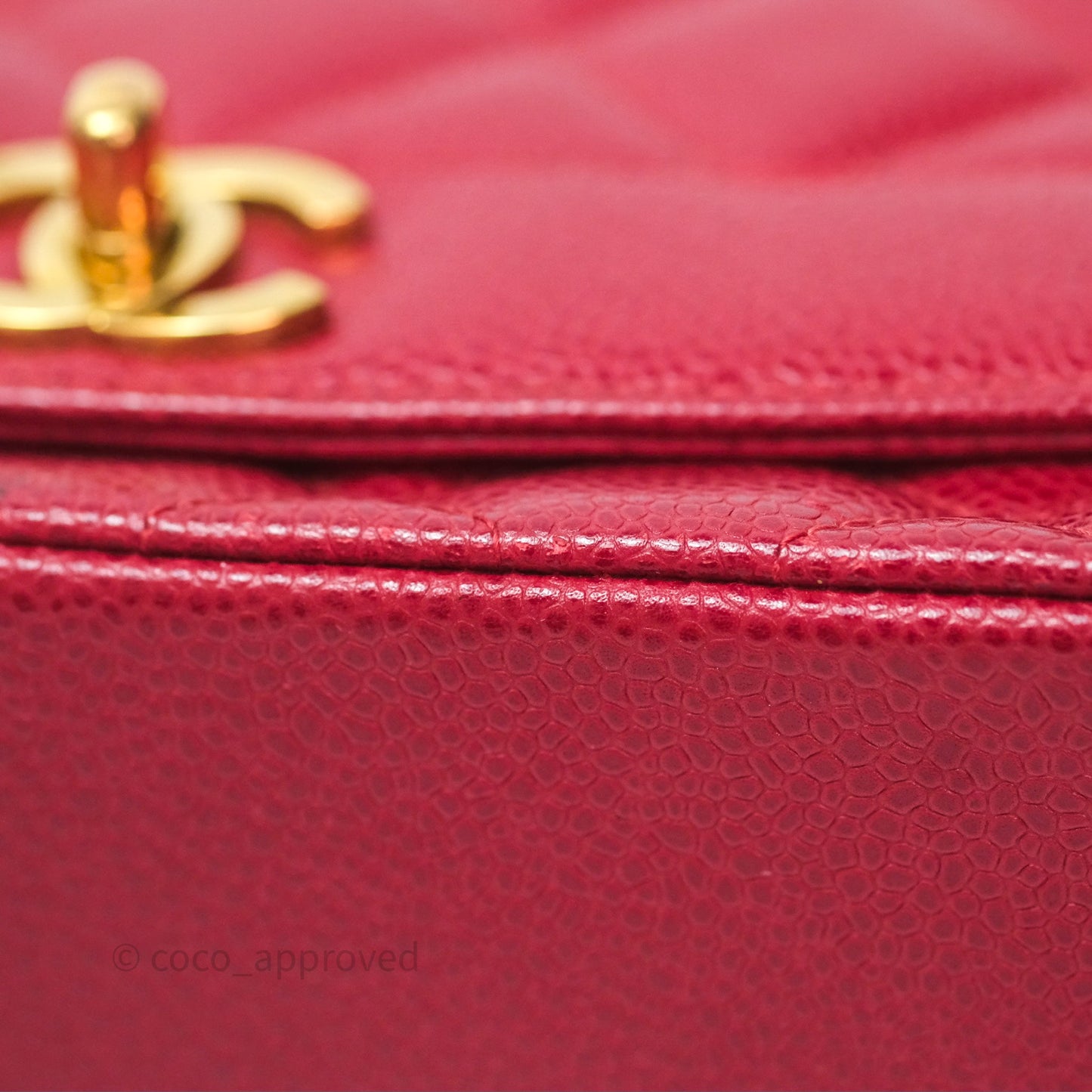 Chanel Medium Vintage Quilted Classic Diana Flap Bag Red Caviar 24K Gold Hardware