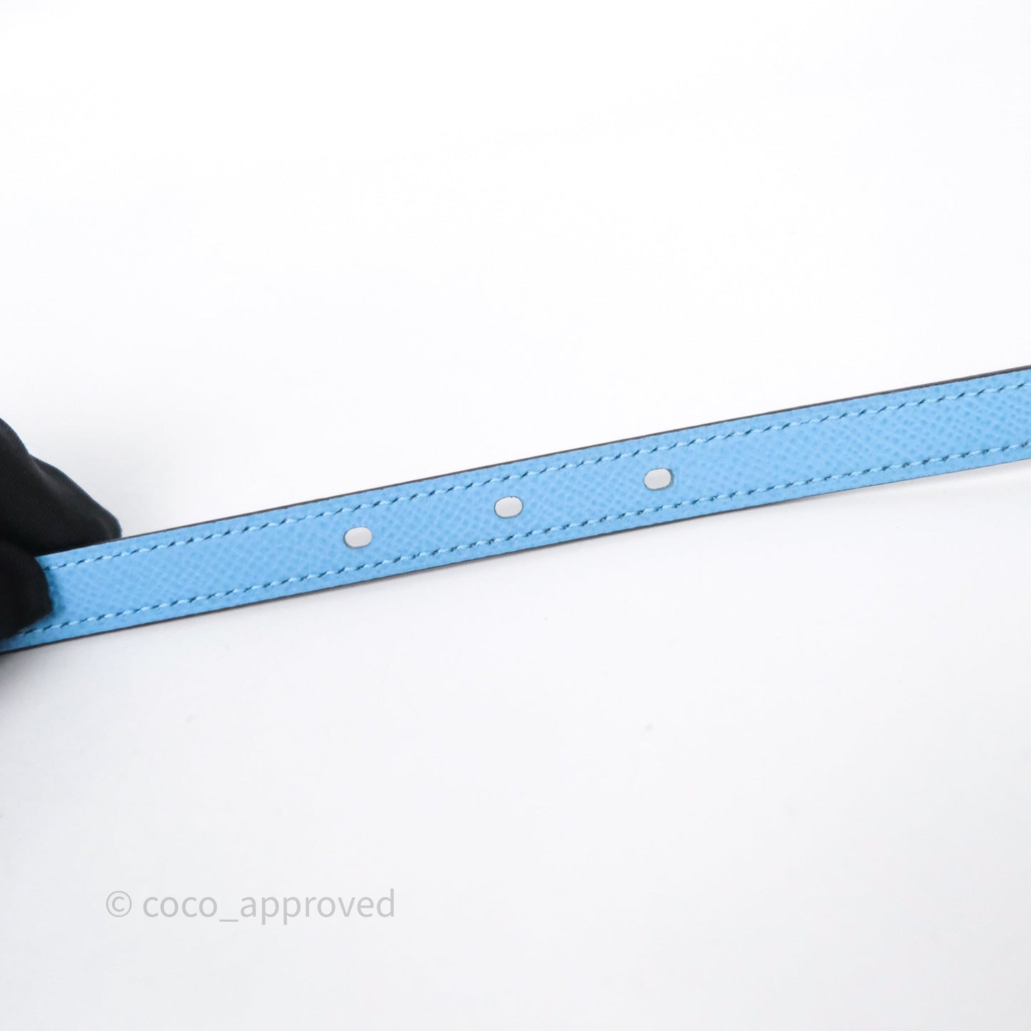 Hermès Lucky 15 Light Blue Reversible Swift/Epsom Belt Palladium Hardware