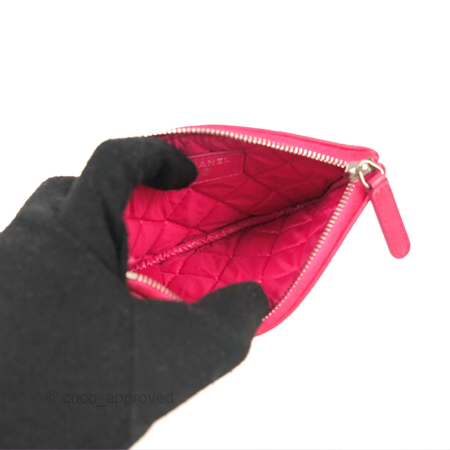 Chanel Quilted Mini O Case Pink Lambskin Silver Hardware