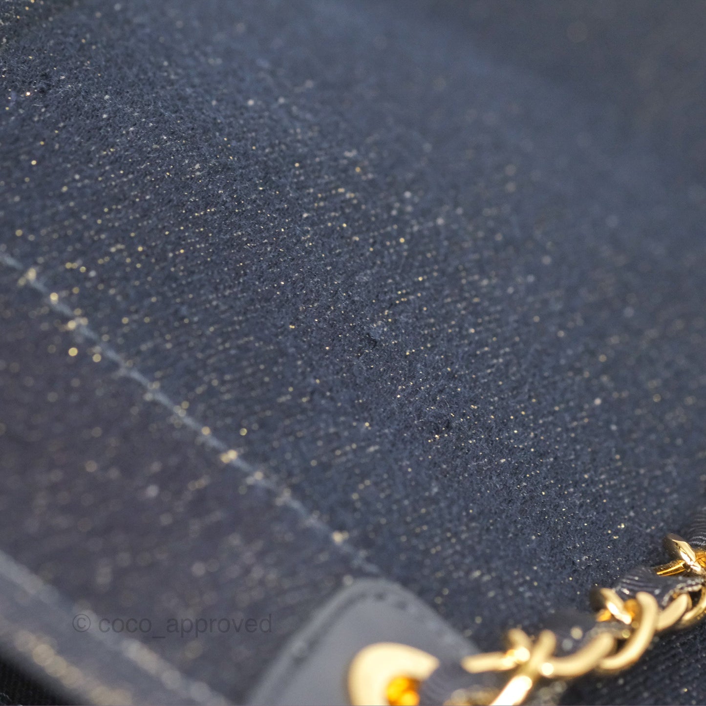 Chanel Large Deauville Navy Glitter Canvas Gold Hardware
