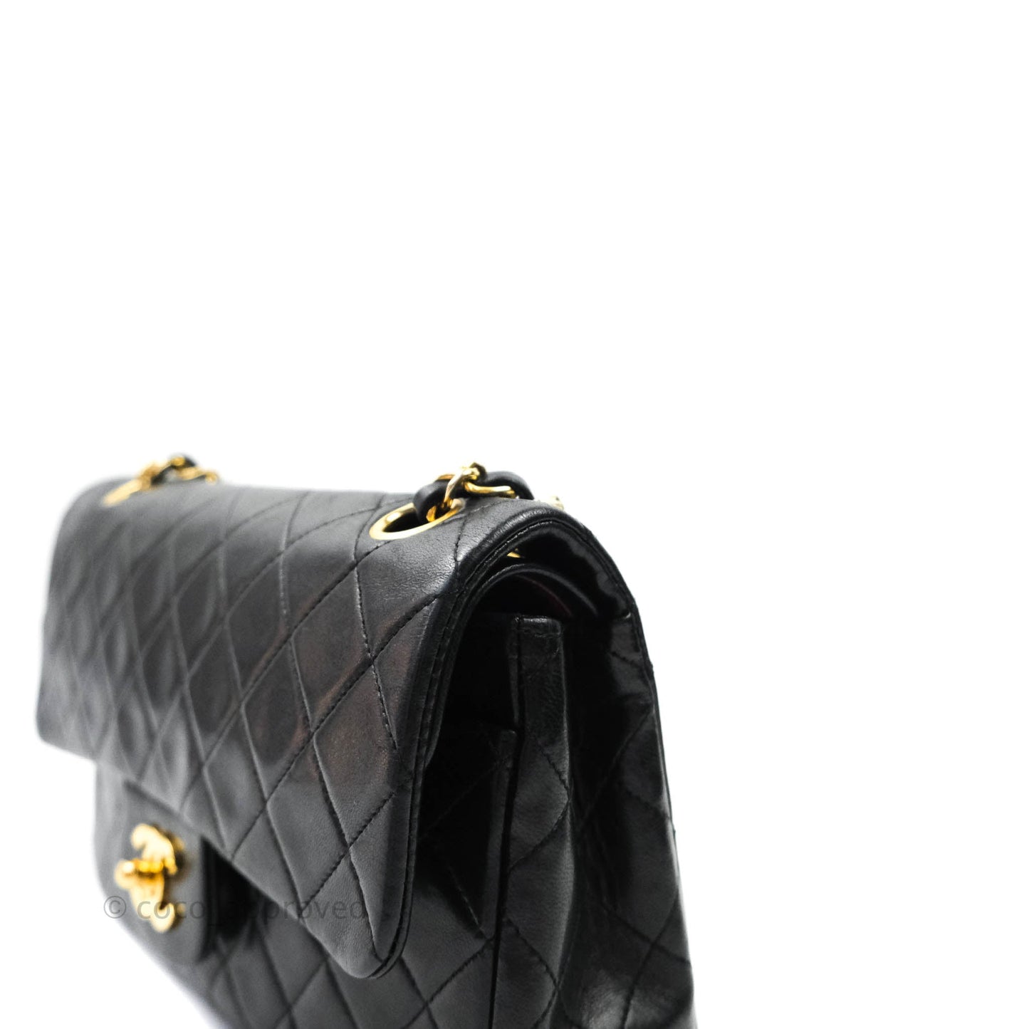Chanel Vintage S/M Lambskin Small Double Flap Bag Black 24K Gold Hardware