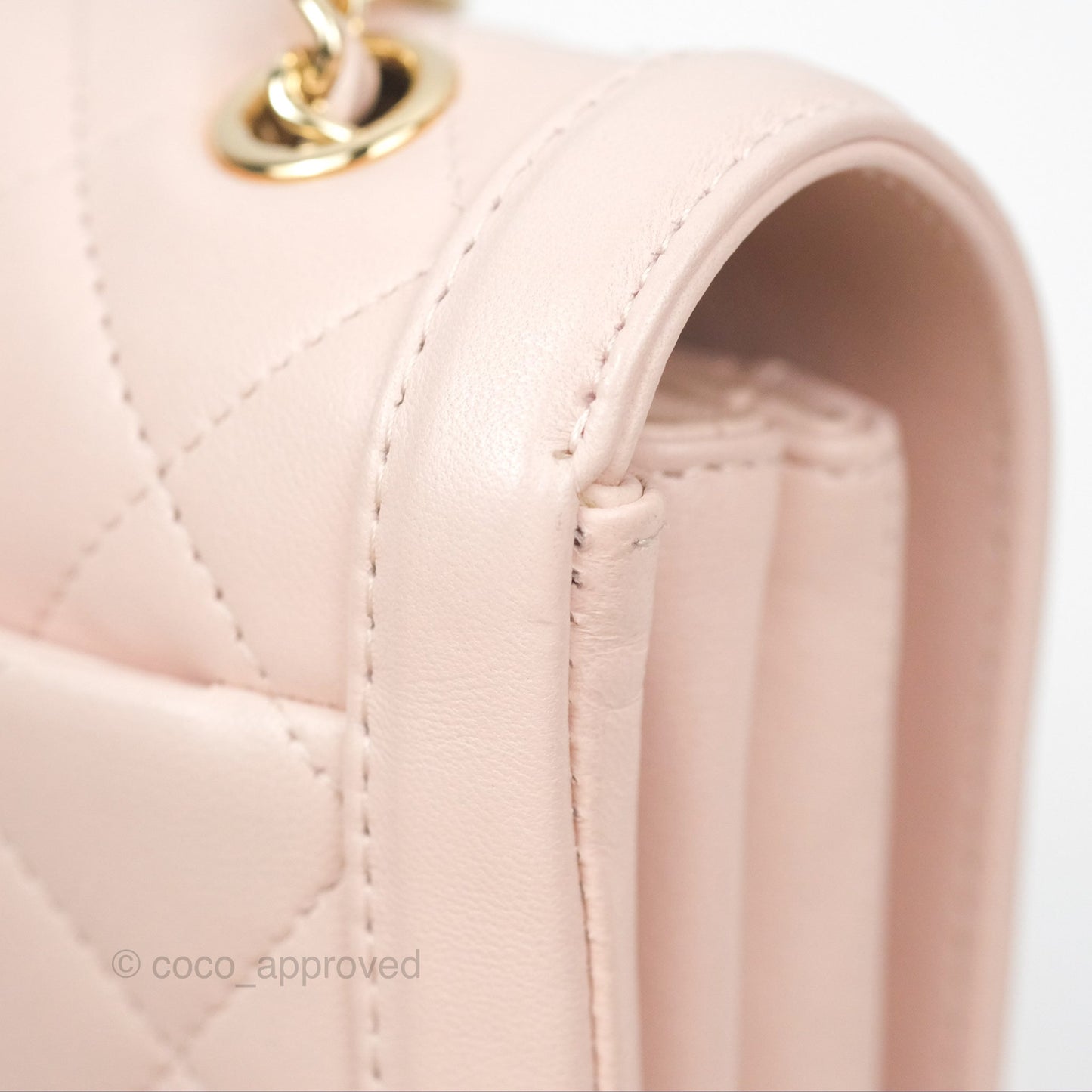Chanel Flap Clutch With Chain Quilted Light Pink Lambskin Gold Hardware