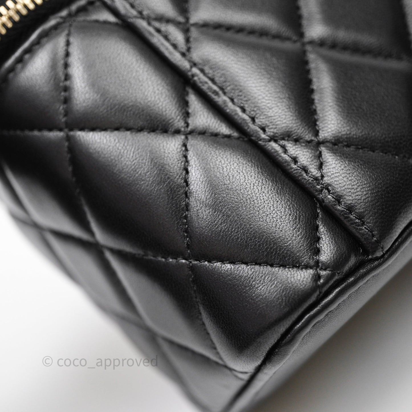 Chanel Top Handle Vanity Rectangular Black Lambskin Aged Gold Hardware