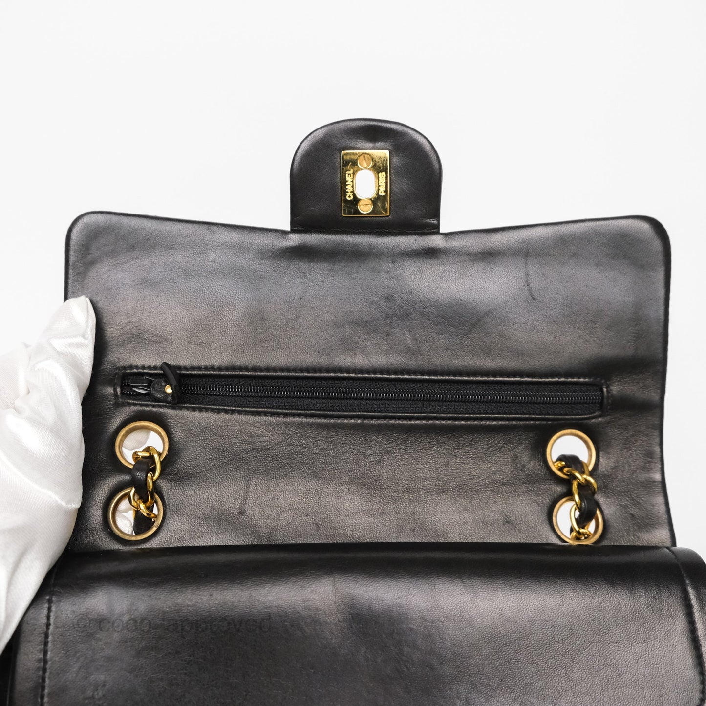 Chanel Vintage Small Classic Flap Black Lambskin 24K Gold Hardware