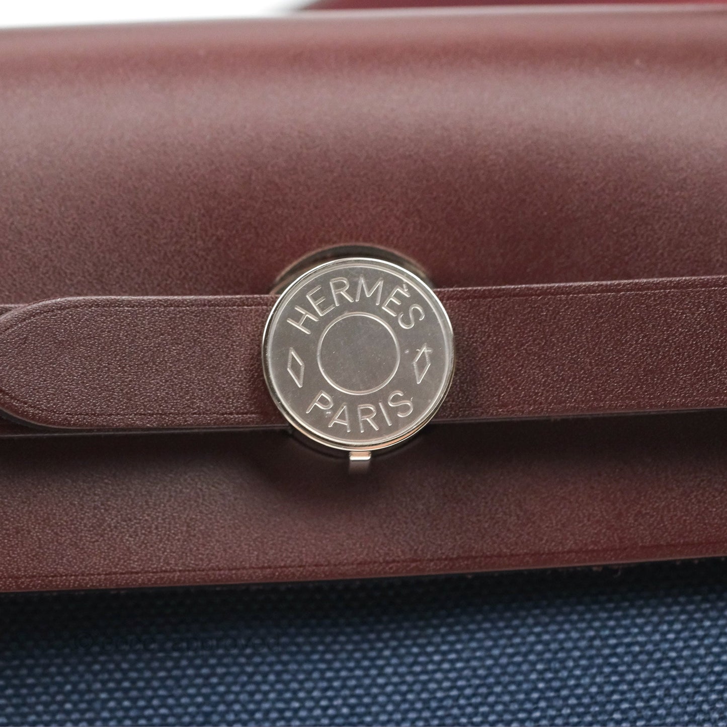 Hermès Herbag Zip 31 Bleu Marine/ Rouge Sellier Canvas Palladium Hardware