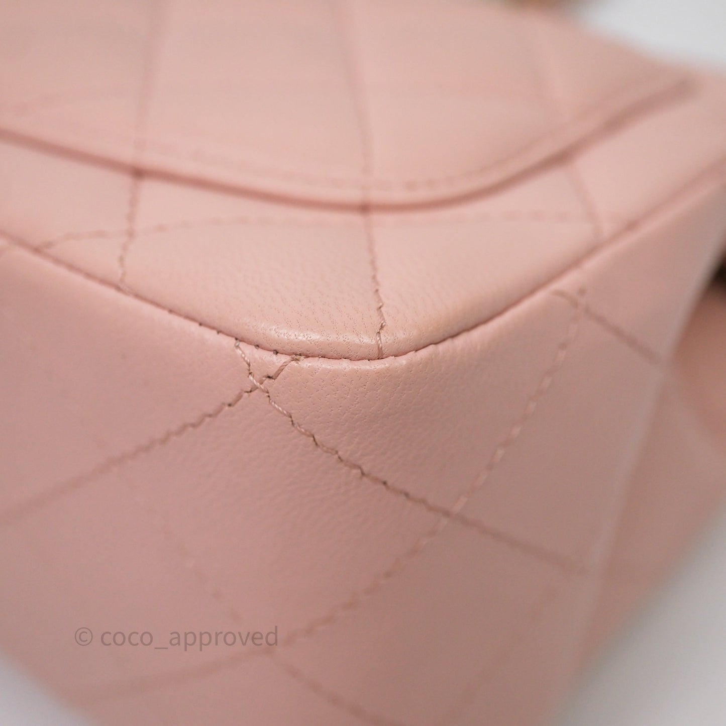 Chanel Mini Square Flap Quilted Pink Lambskin Gold Hardware