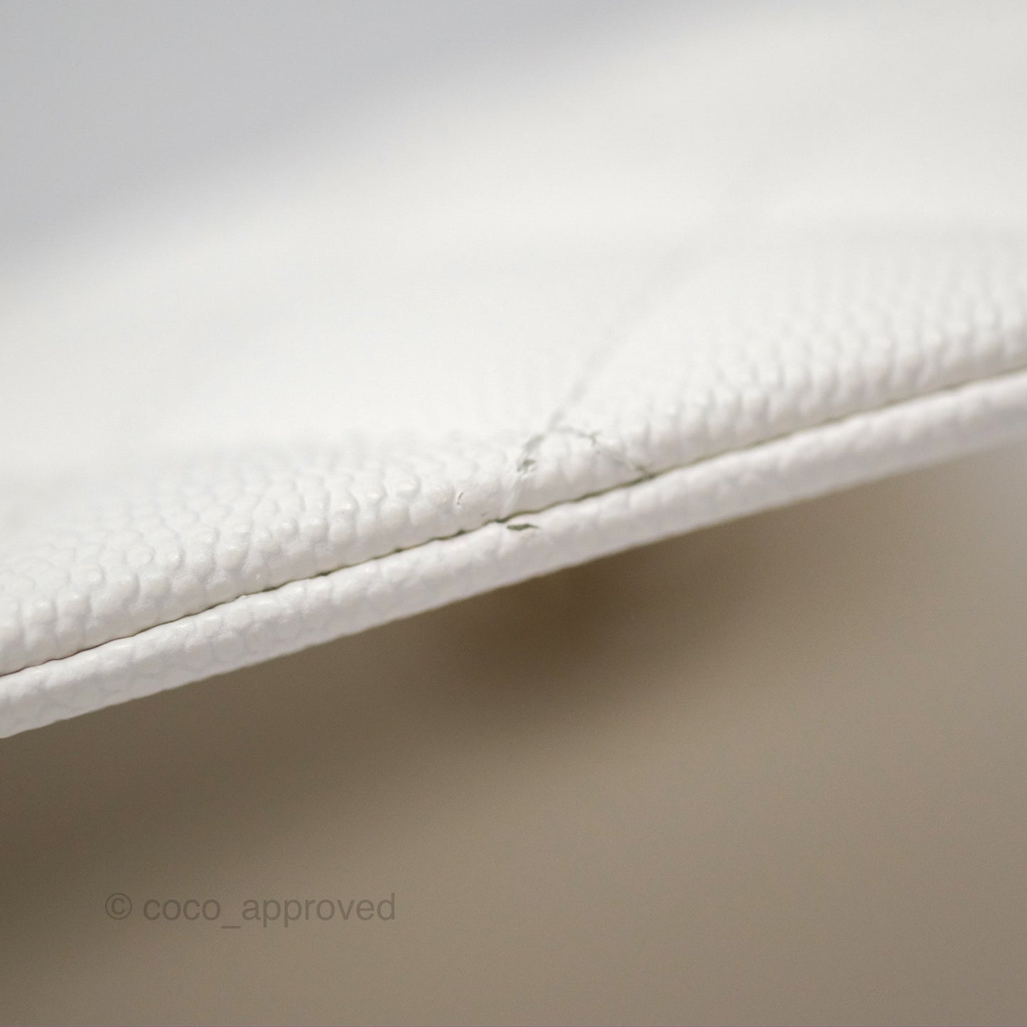 Chanel Classic M/L Medium Flap Quilted White Caviar Gold Hardware