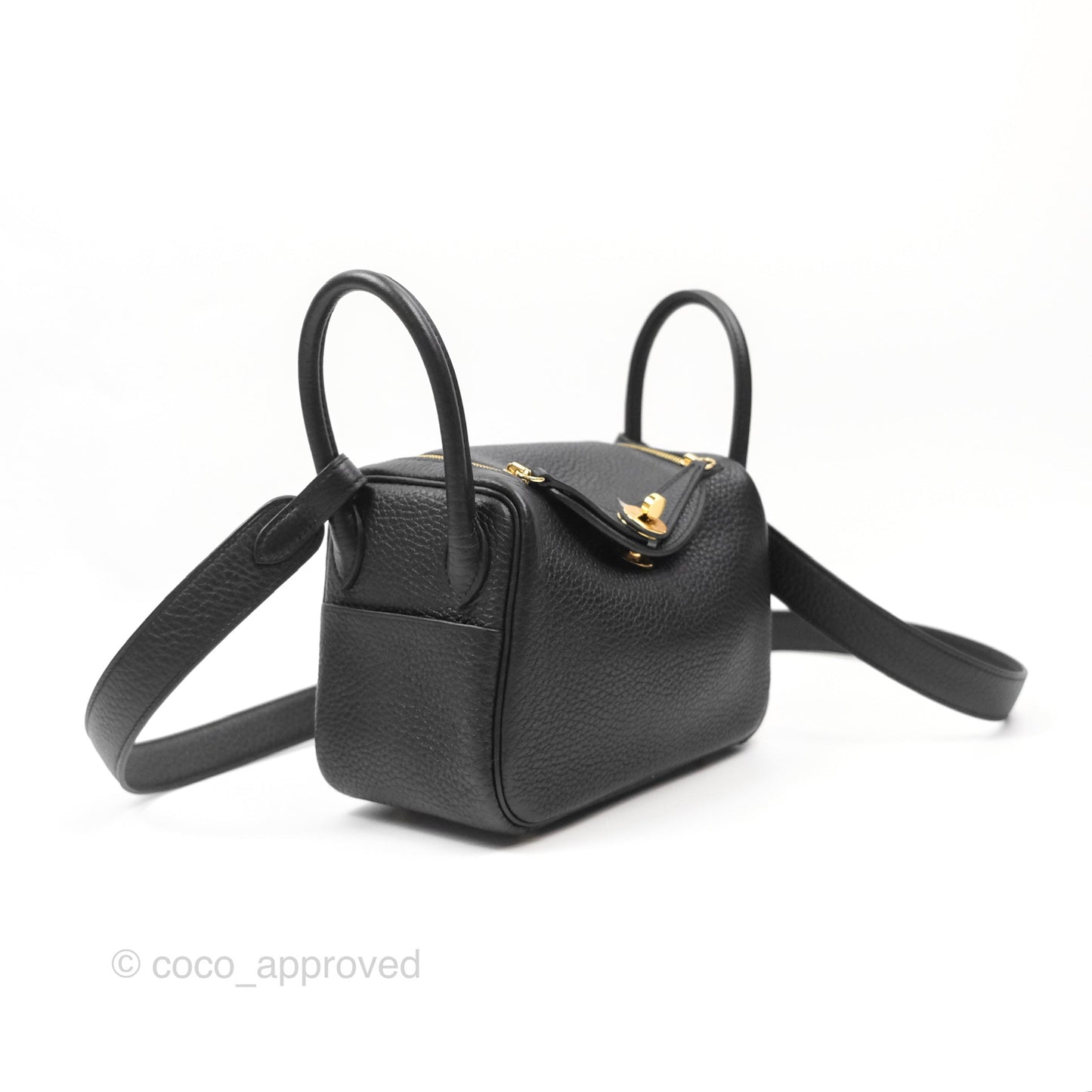 Hermès Mini Lindy 20 Black Clemence Gold Hardware