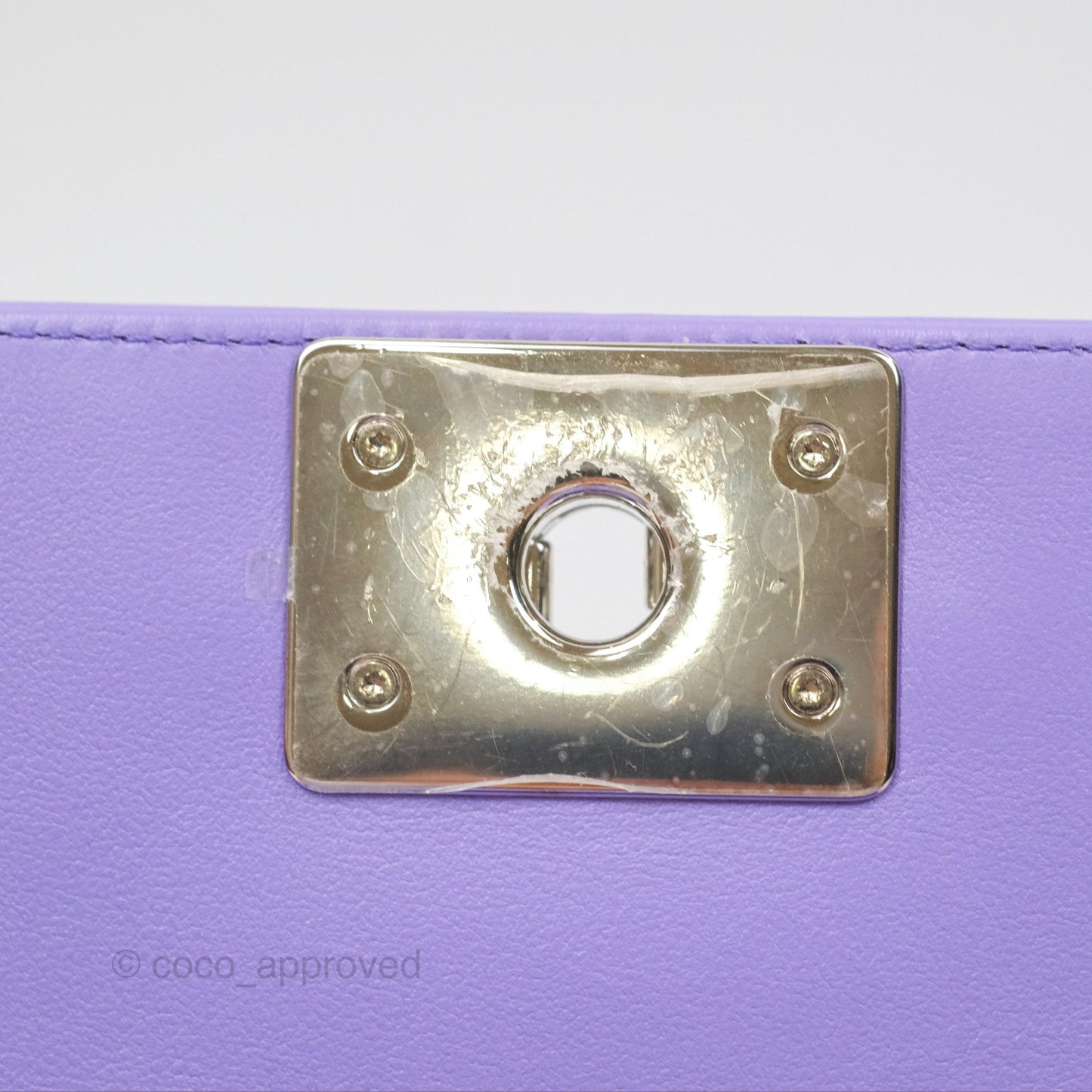 Chanel Quilted Medium Boy Purple Calfskin Silver Hardware