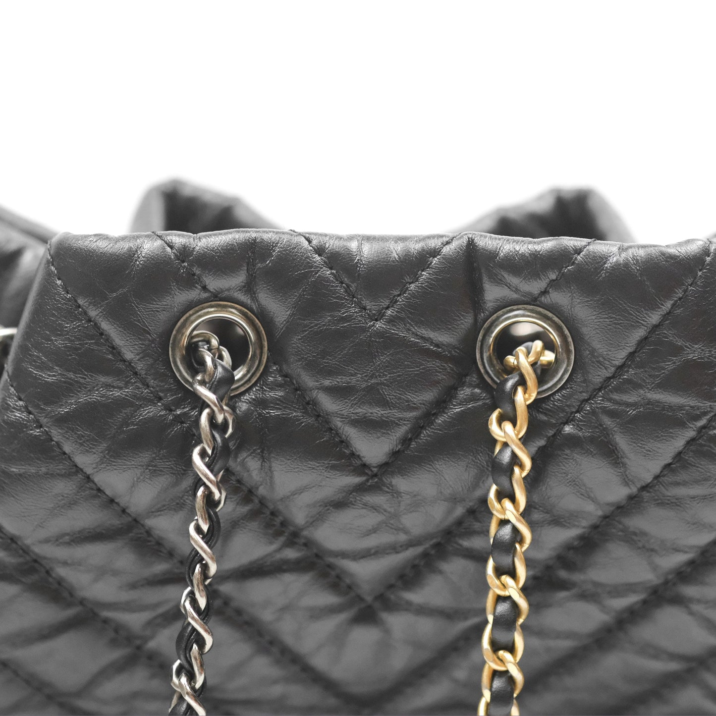 Chanel Medium Chevron Gabrielle Backpack Black Aged Calfskin