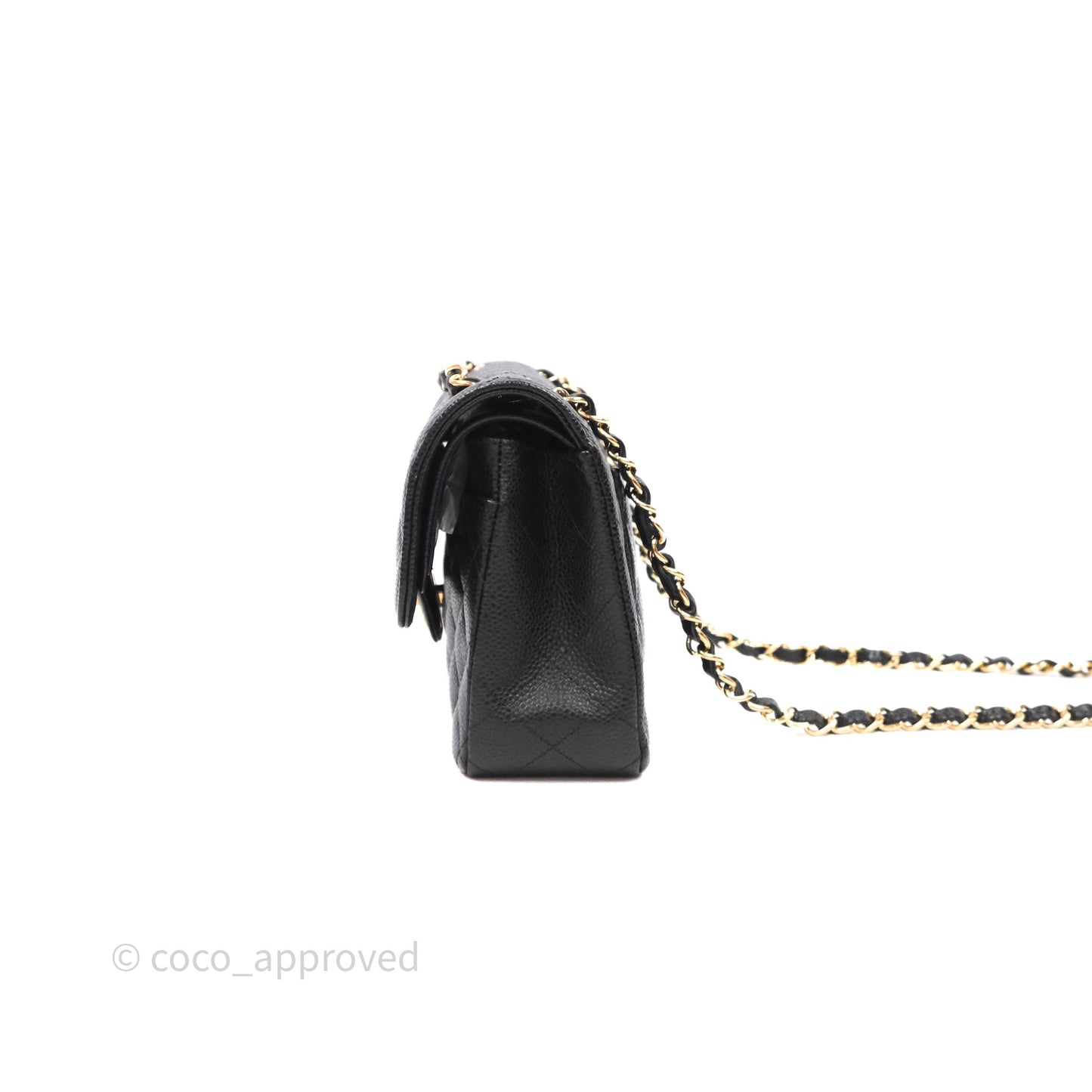 Chanel Small S/M Classic Flap Quilted Black Caviar Gold Hardware