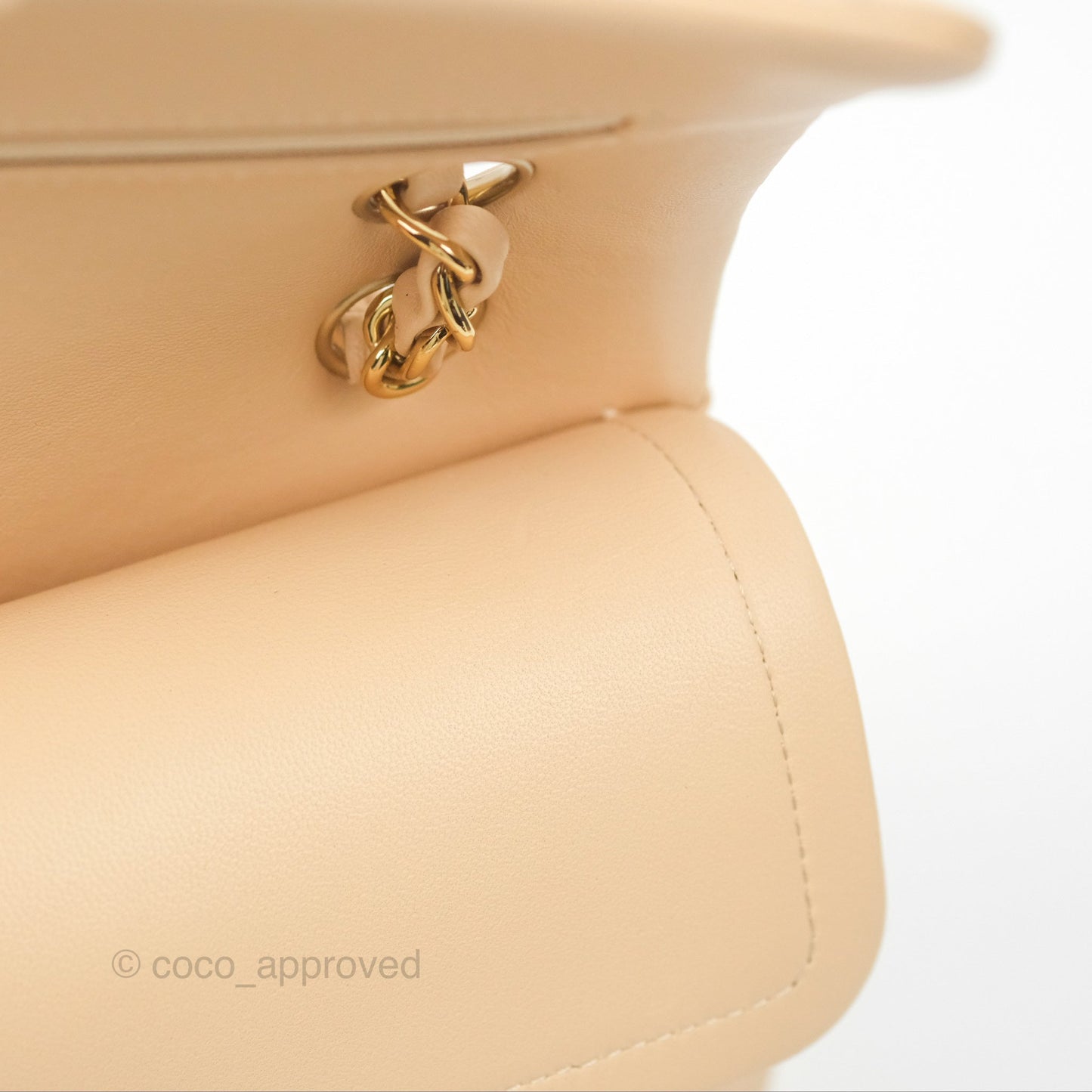Chanel Small Quilted Classic Flap Beige Lambskin Gold Hardware