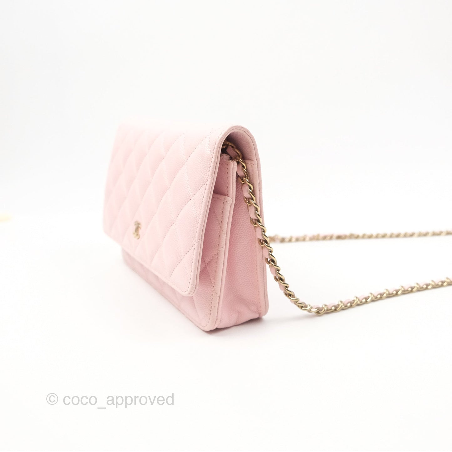 Chanel Quilted Classic Wallet on Chain WOC Pink Caviar Gold Hardware