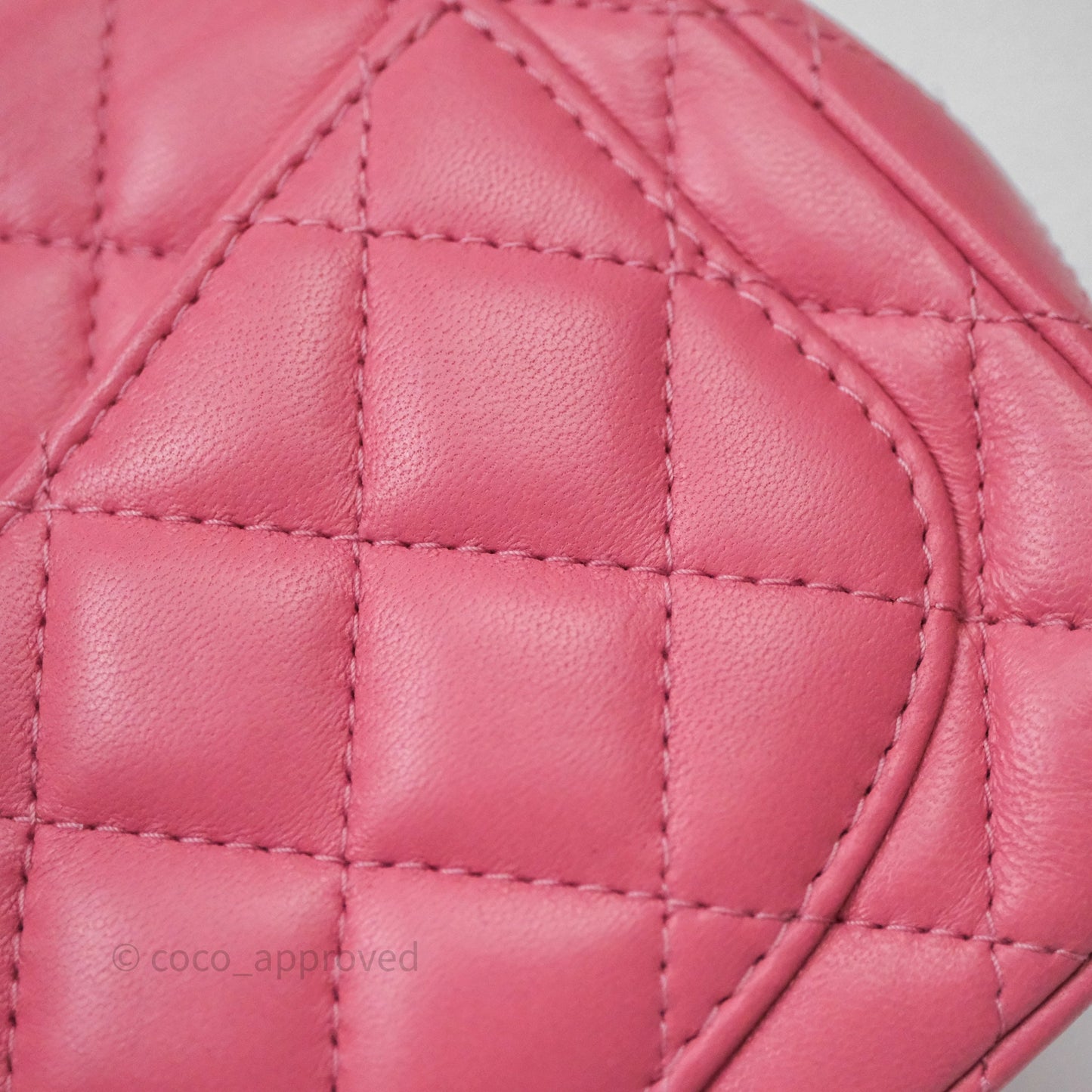 Chanel Quilted Mini Square Pink Lambskin Gold Hardware