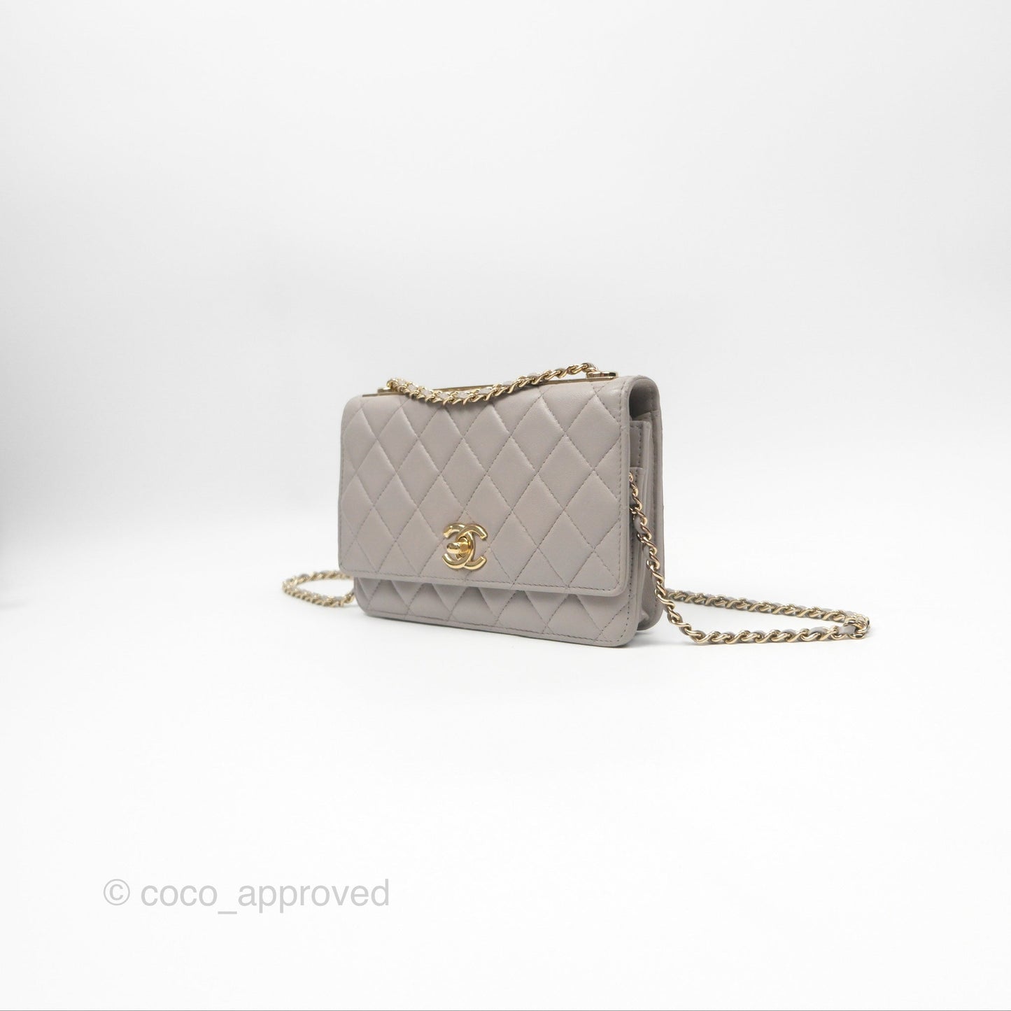 Chanel Trendy CC WOC Quilted Grey Lambskin Gold Hardware