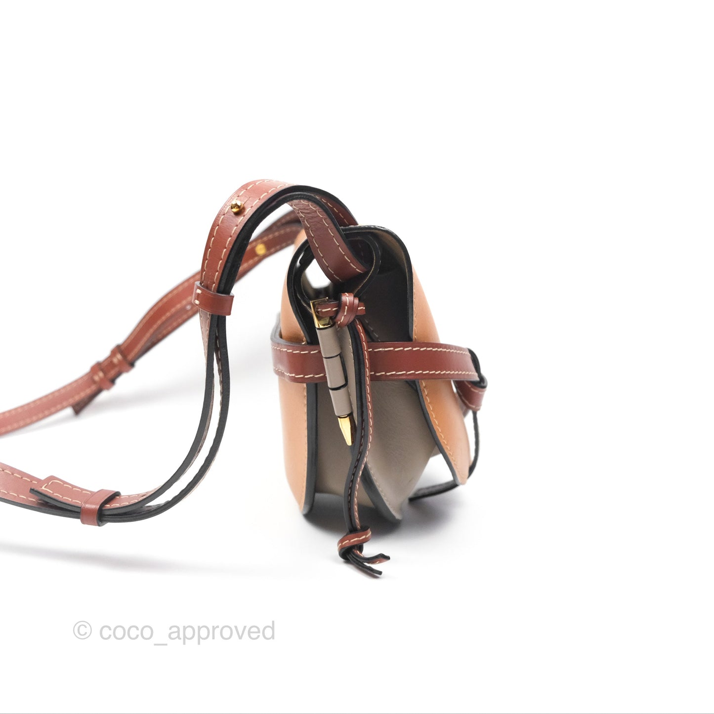 Loewe Small Gate Bag Smooth Calfskin Amber/Light Grey/Rust