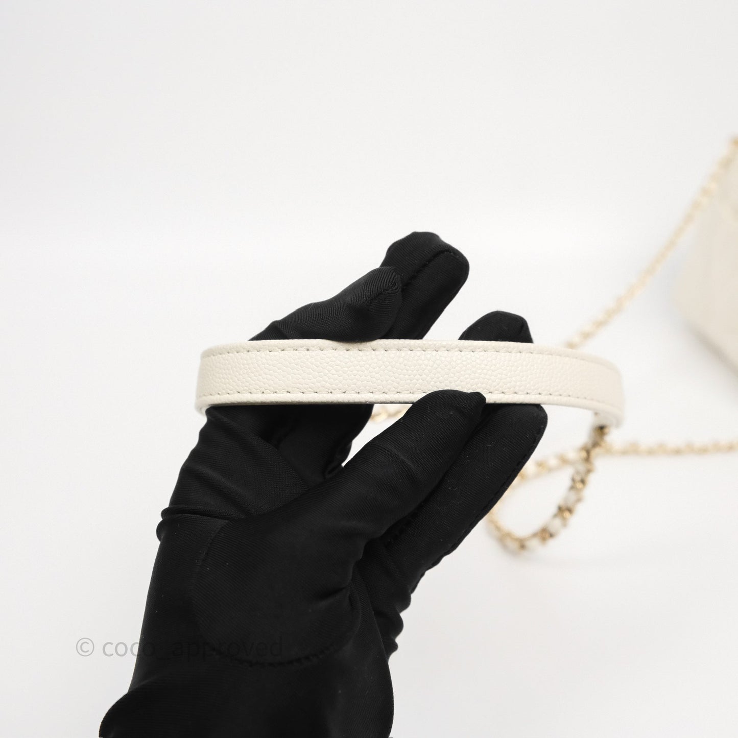 Chanel Mini Coco Handle Quilted Ivory White Caviar Gold Hardware