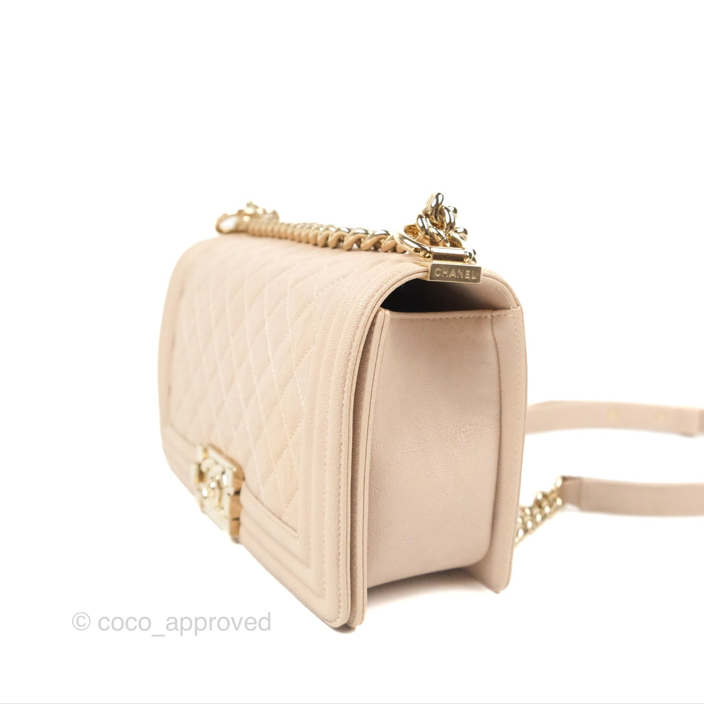 Chanel Quilted Medium Boy Dusty Pink Caviar Gold Hardware