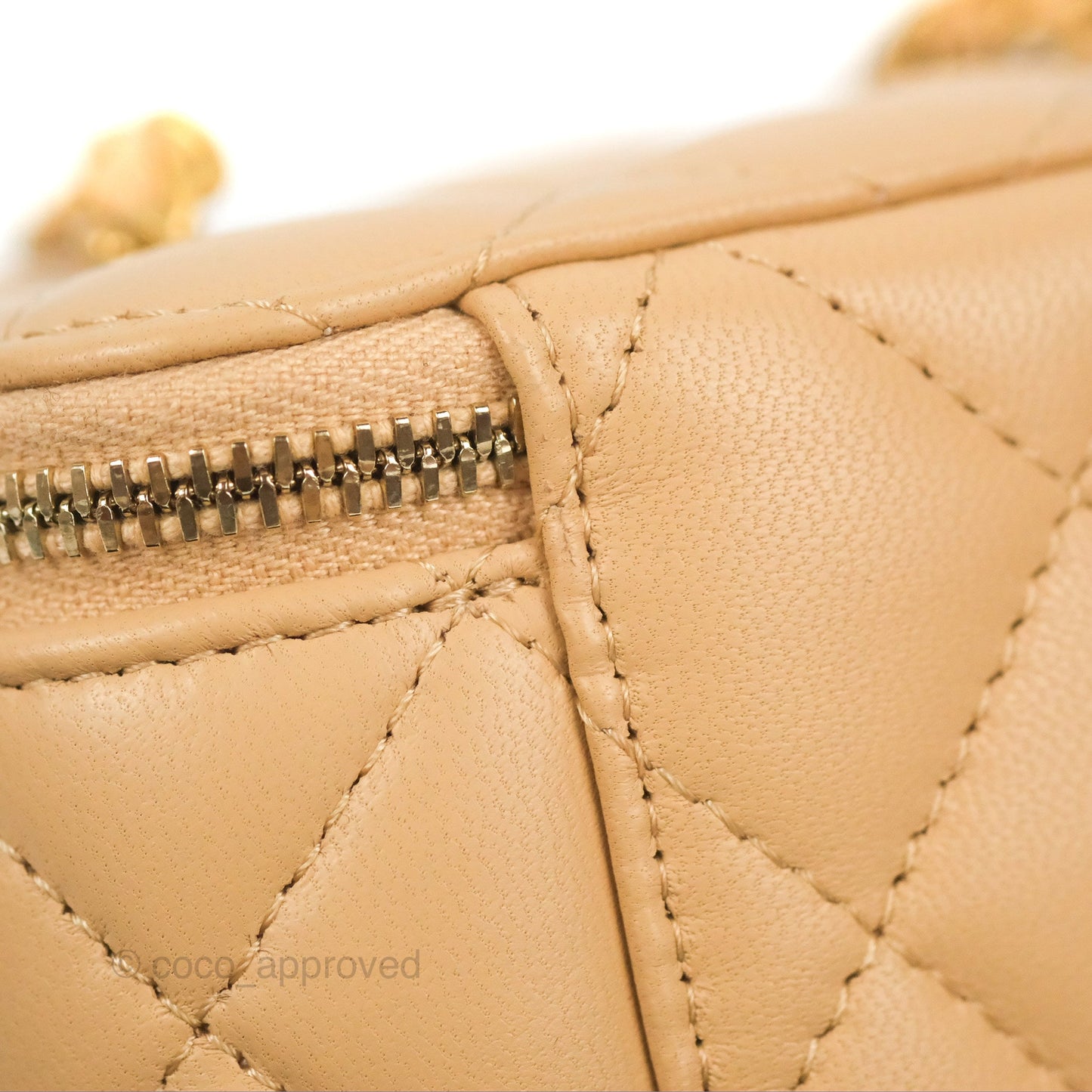 Chanel Mini Pearl Crush Vanity With Chain Beige Lambskin Aged Gold Hardware