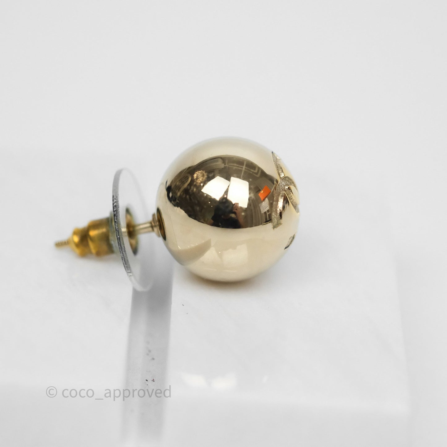 Chanel CC Sphere Earrings Gold Tone 21S