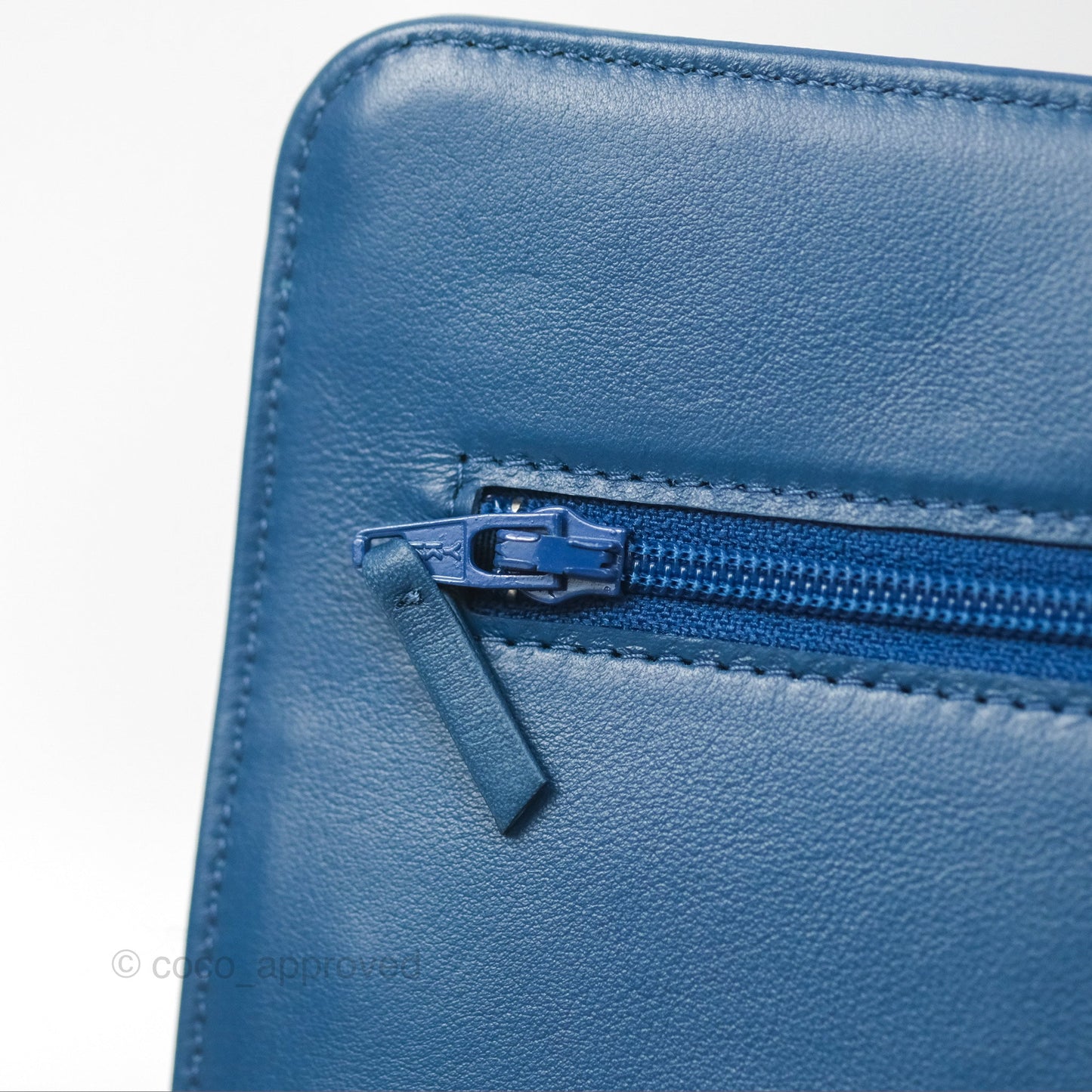 Chanel Quilted Boy Wallet on Chain WOC Blue Calfskin Aged Gold Hardware