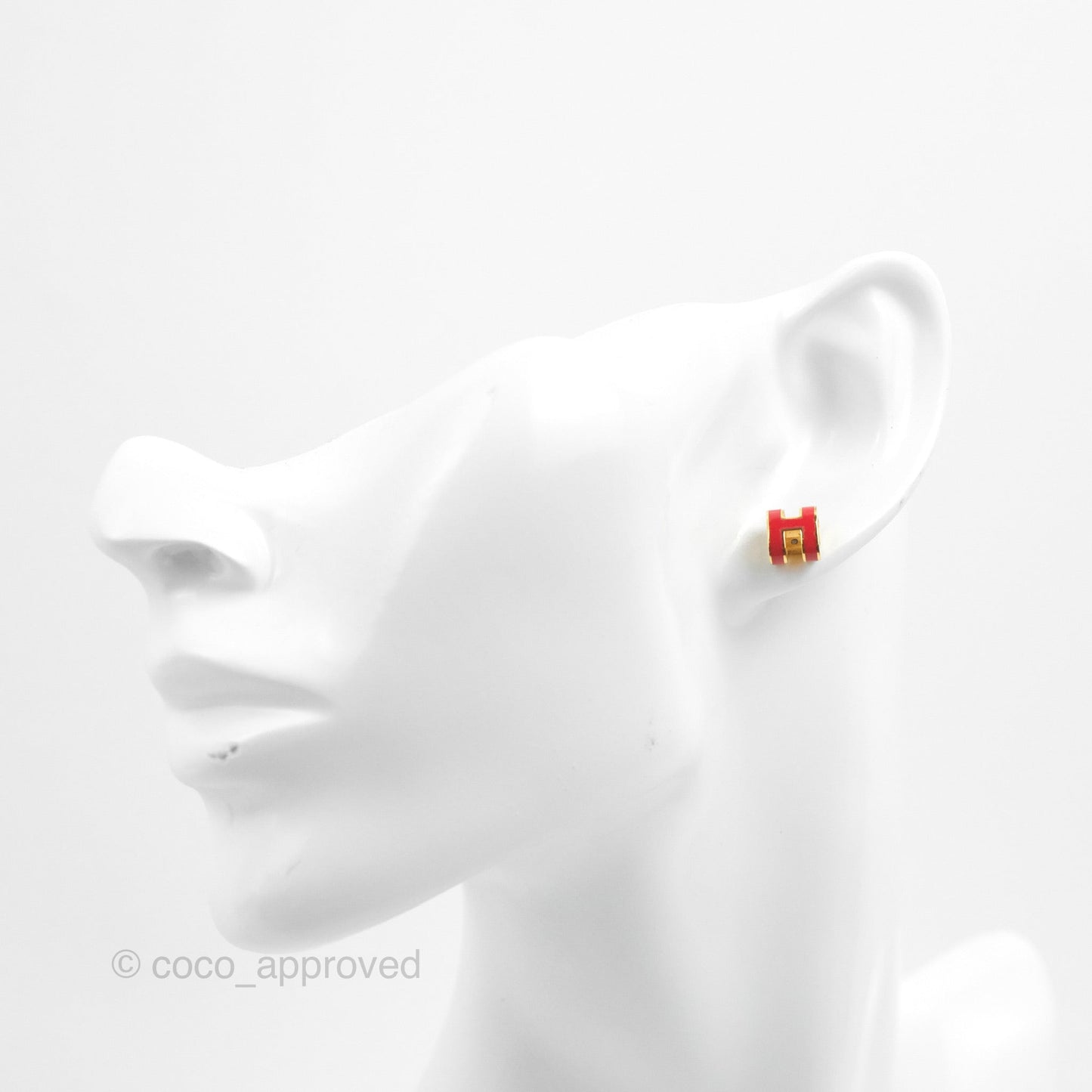 Hermès Mini Pop H Earrings Red Rouge Gold Hardware