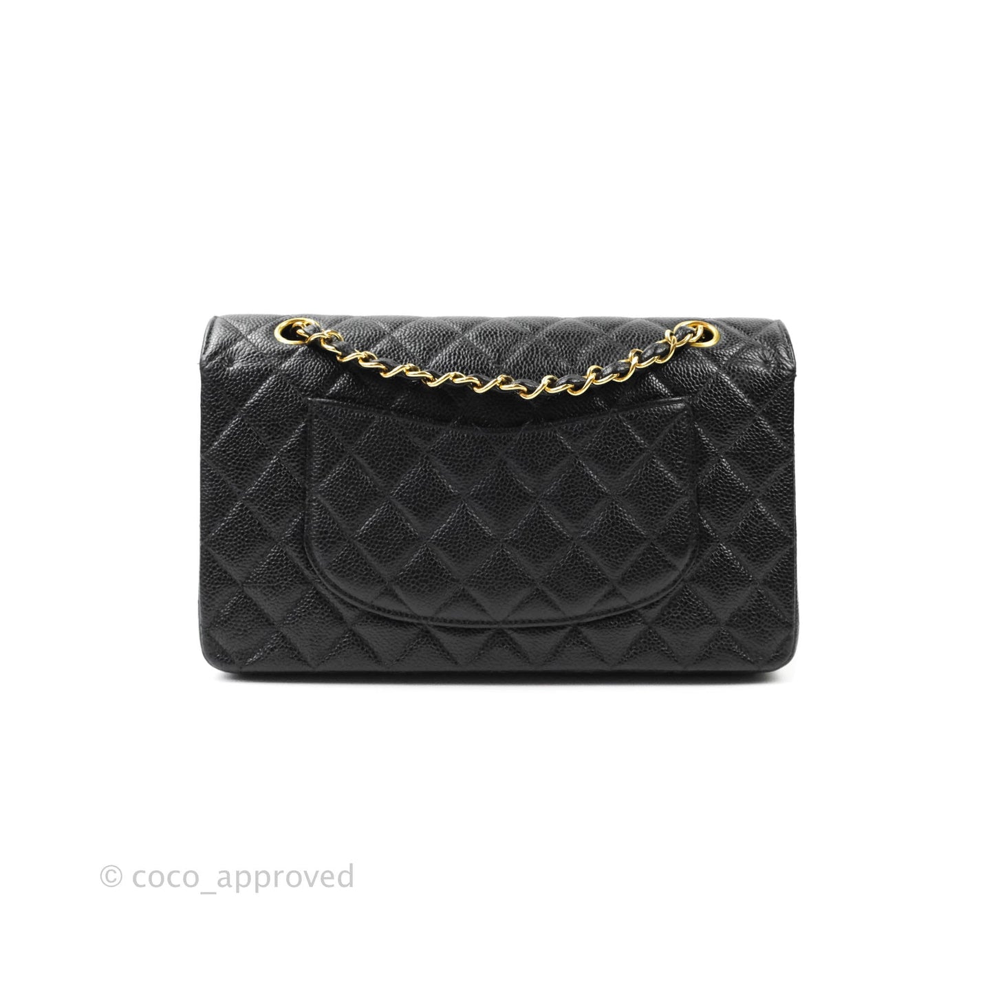 Chanel Vintage Quilted M/L Medium Double Flap Black Caviar 24K Gold Hardware