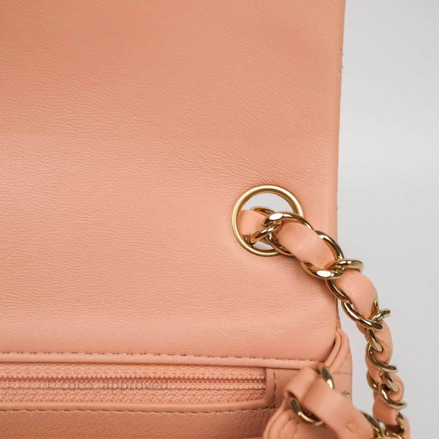 Chanel Mini Square Flap Quilted Orange Clair Lambskin Gold Hardware