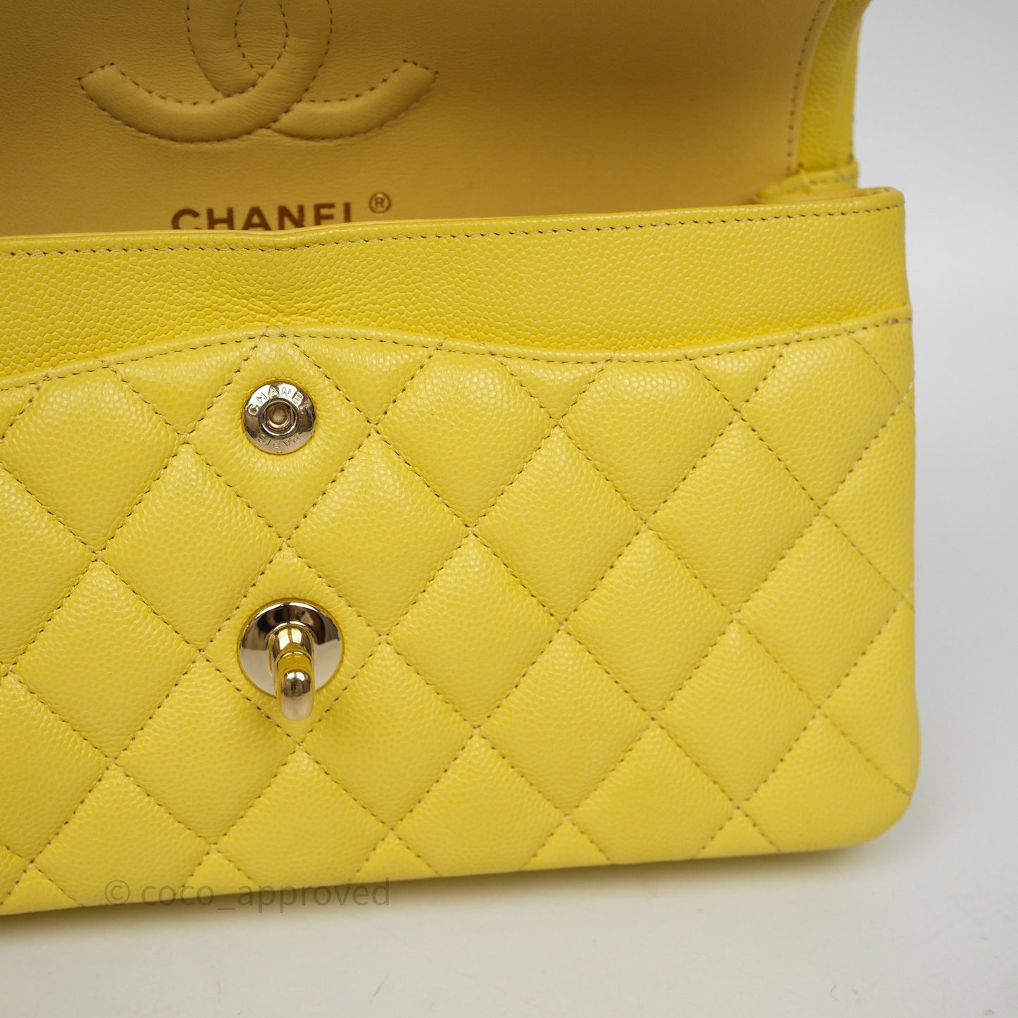 Chanel Small Classic Flap Quilted Yellow Caviar Gold Hardware
