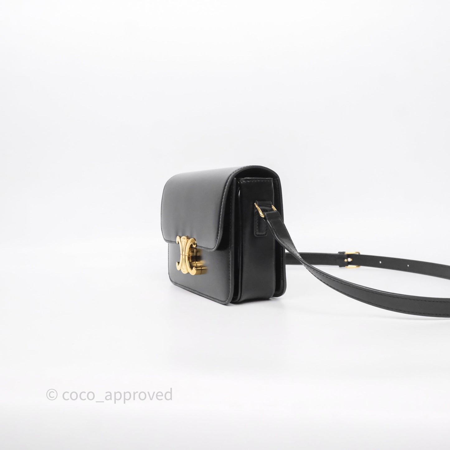 Celine Teen Triomphe Bag Black Shiny Calfskin Gold Hardware