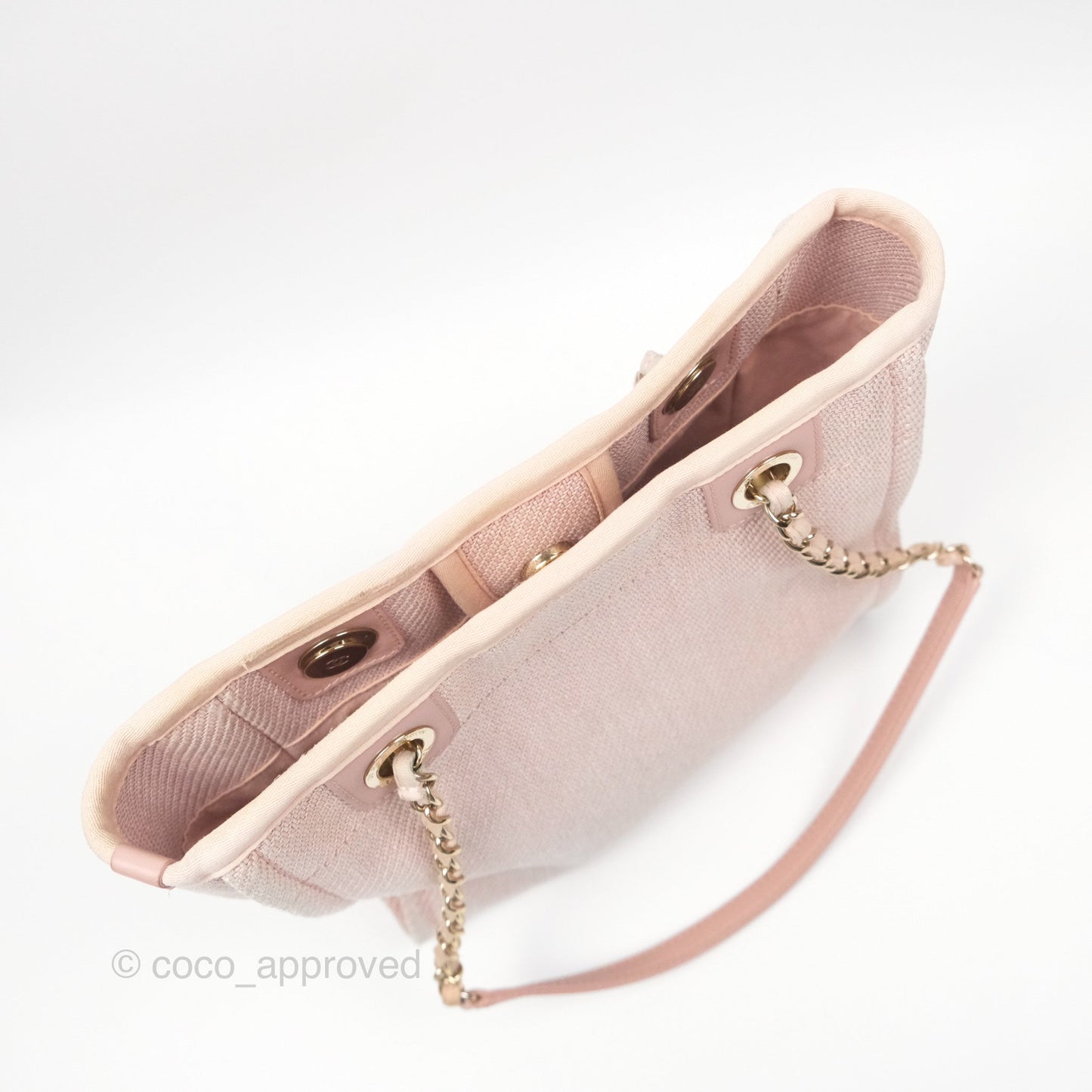 Chanel Small Vertical Deauville Canvas Pink Gold Hardware