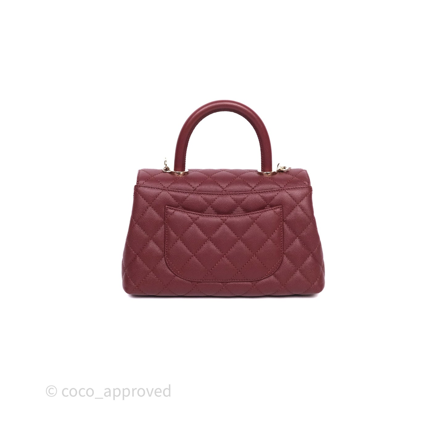 Chanel Small Coco Handle Quilted Red Burgundy Caviar Gold Hardware