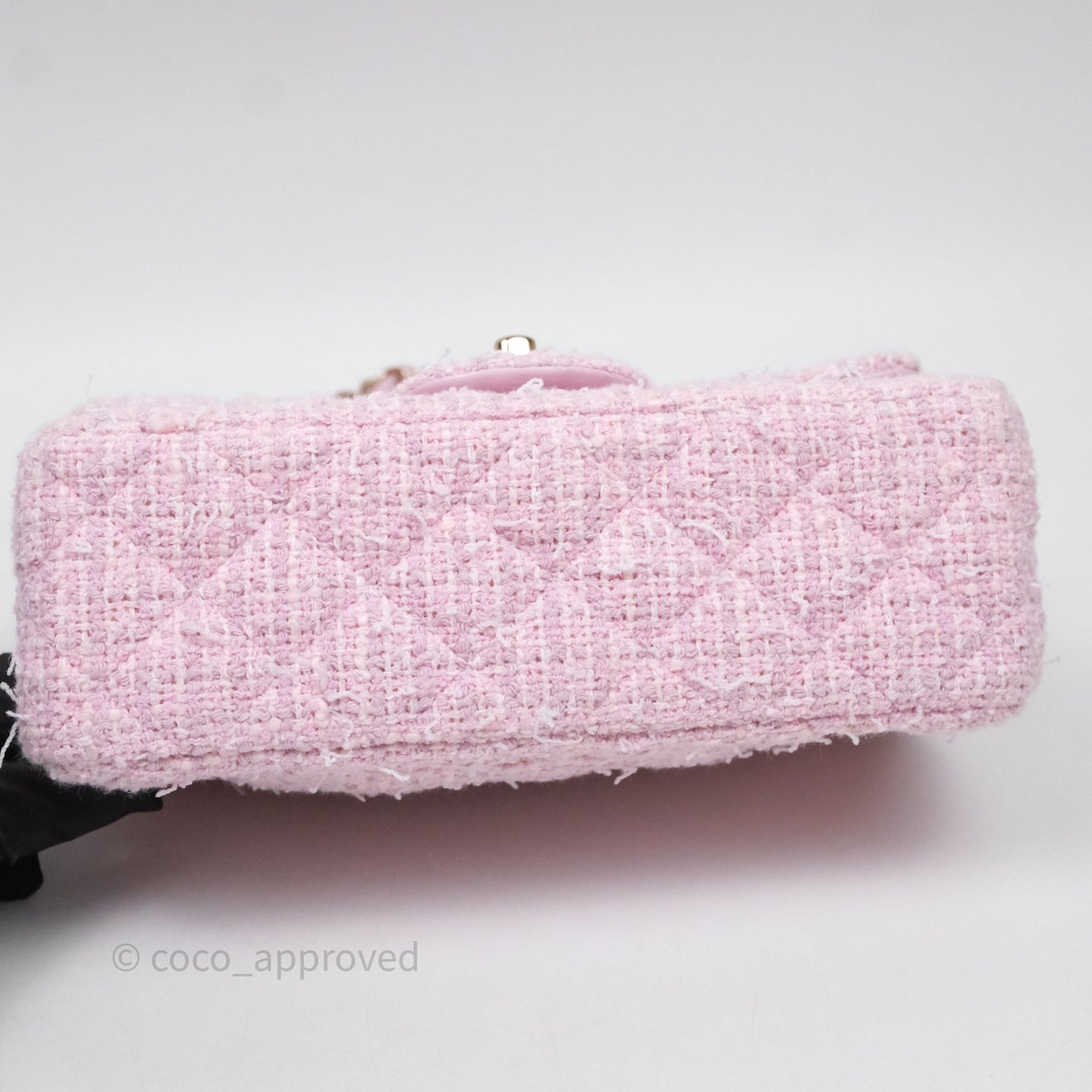 Chanel Classic Mini Rectangular Flap Pink Tweed Gold Hardware