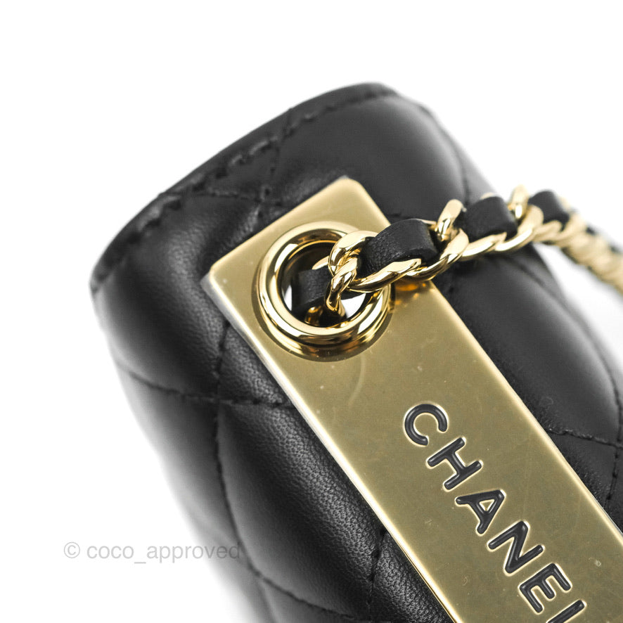 Chanel Small Quilted Trendy CC Clutch With Chain Black Lambskin Gold Hardware