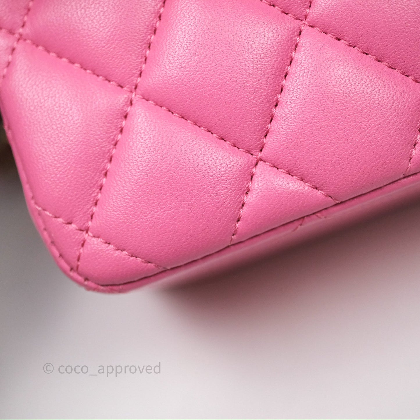 Chanel Small Classic Flap Quilted Pink Lambskin Rainbow Hardware