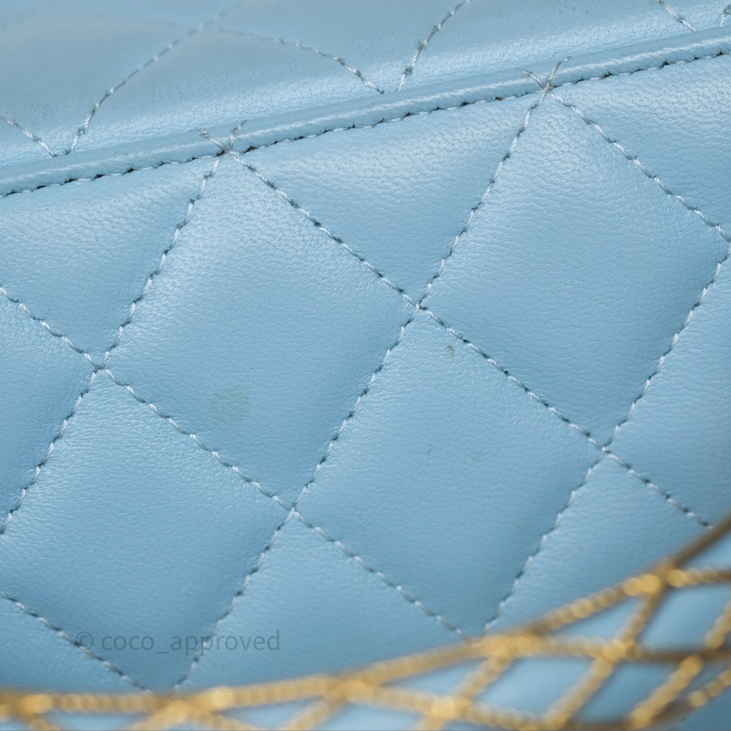 Chanel Vanity Rectangular Top Handle Blue Lambskin Gold Hardware