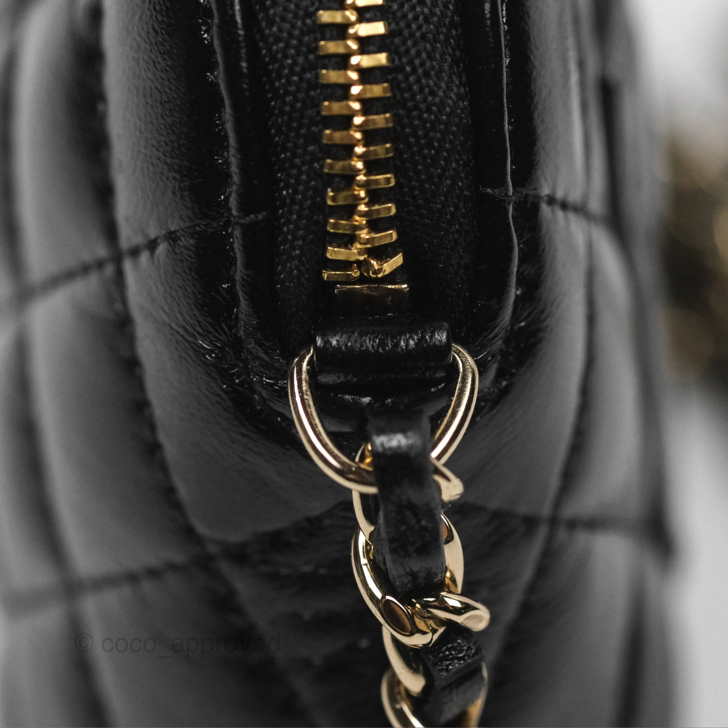 Chanel Mini Handle Clutch with Chain Black Shiny Lambskin Gold Hardware