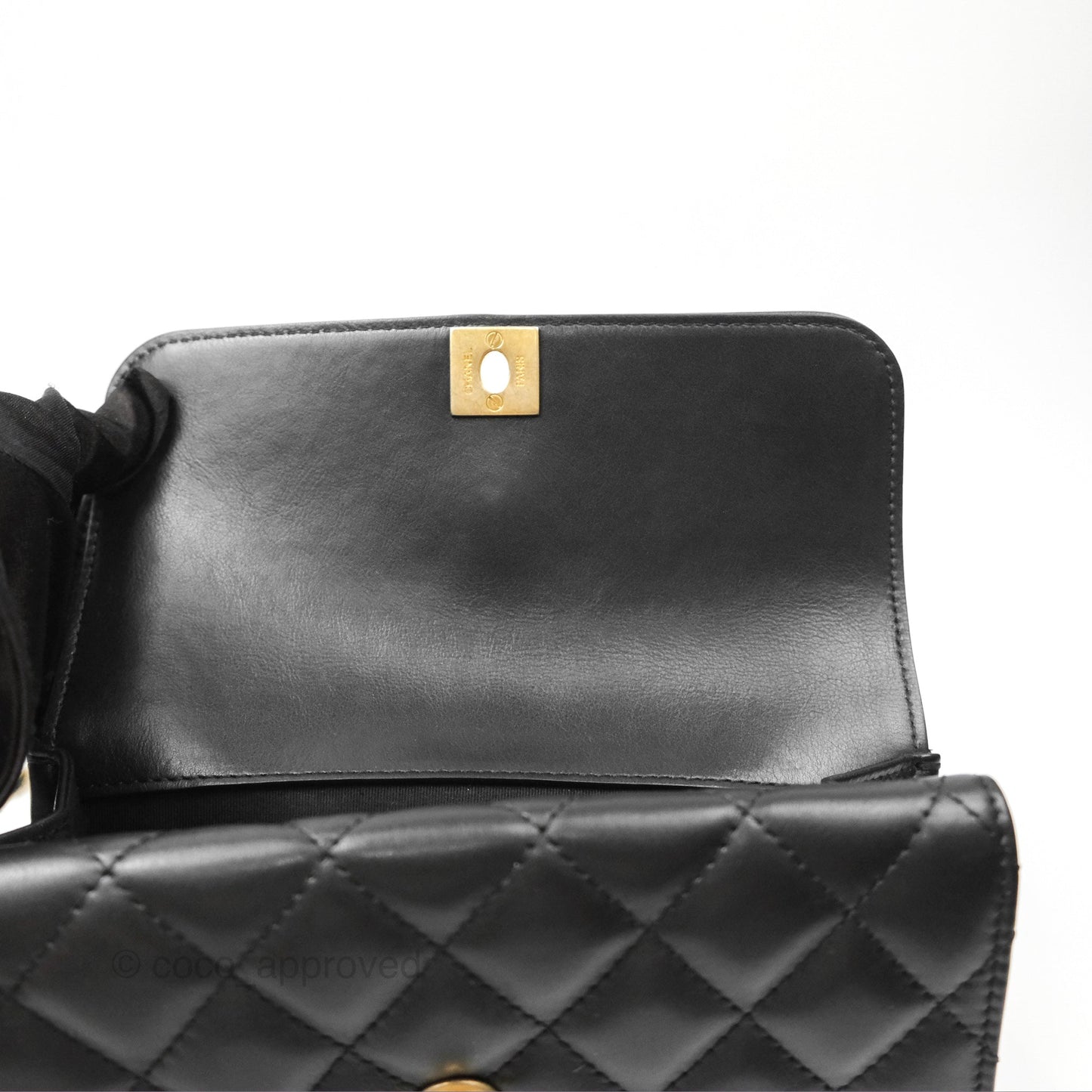 Chanel Triple Flap Bag Quilted Black Calfskin Aged Gold Hardware