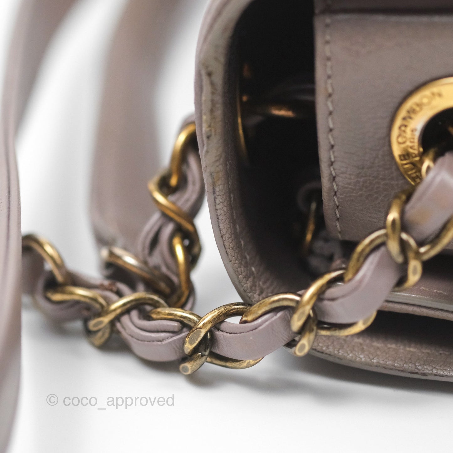 Chanel Coco Curve Flap Burnished Lilac Grey Calfskin Goatskin Antique Gold Hardware