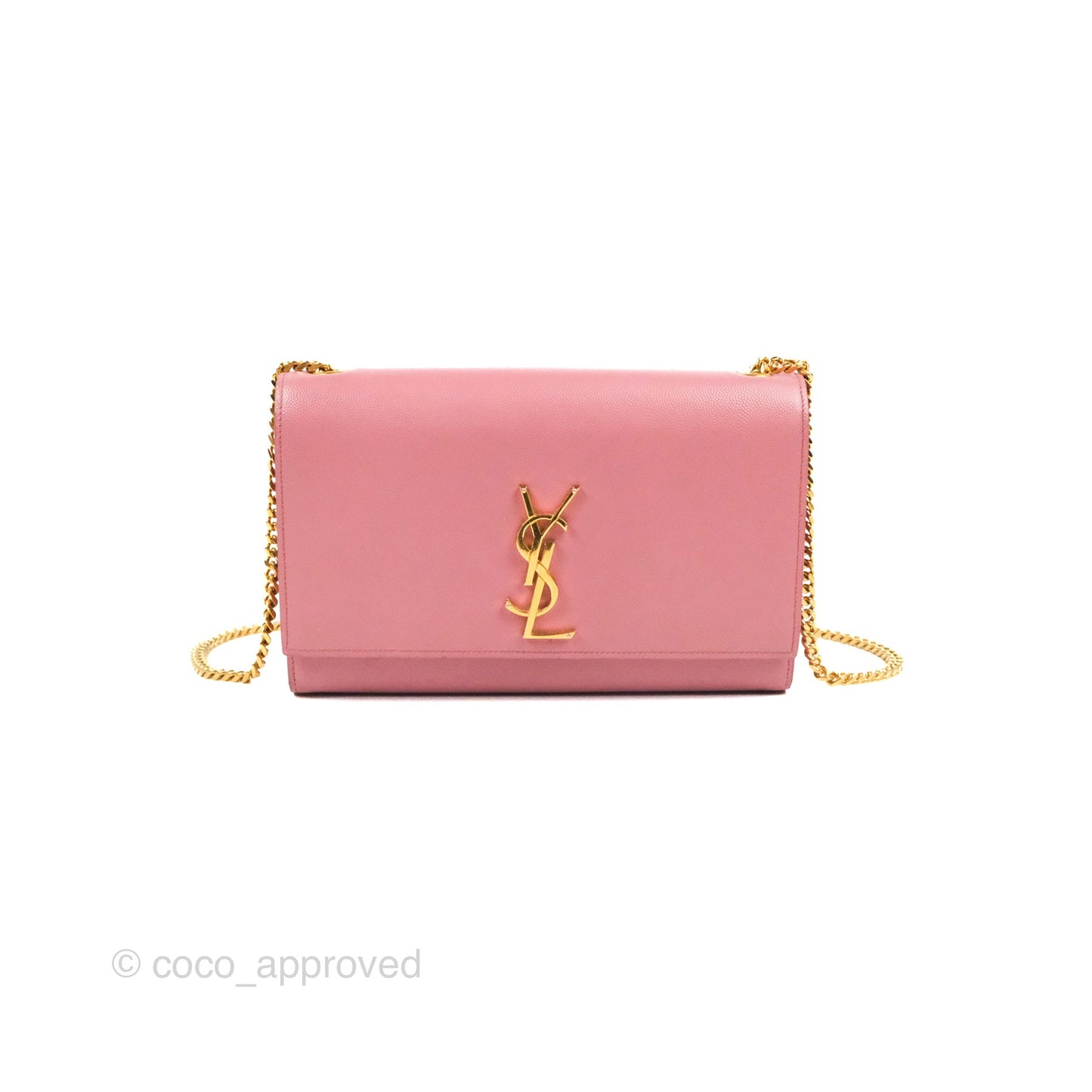 Saint Laurent Medium Classic Monogram Kate Pink Grained Calfskin