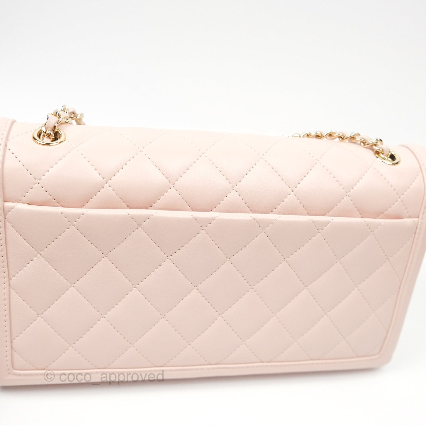 Chanel Flap Clutch With Chain Quilted Light Pink Lambskin Gold Hardware
