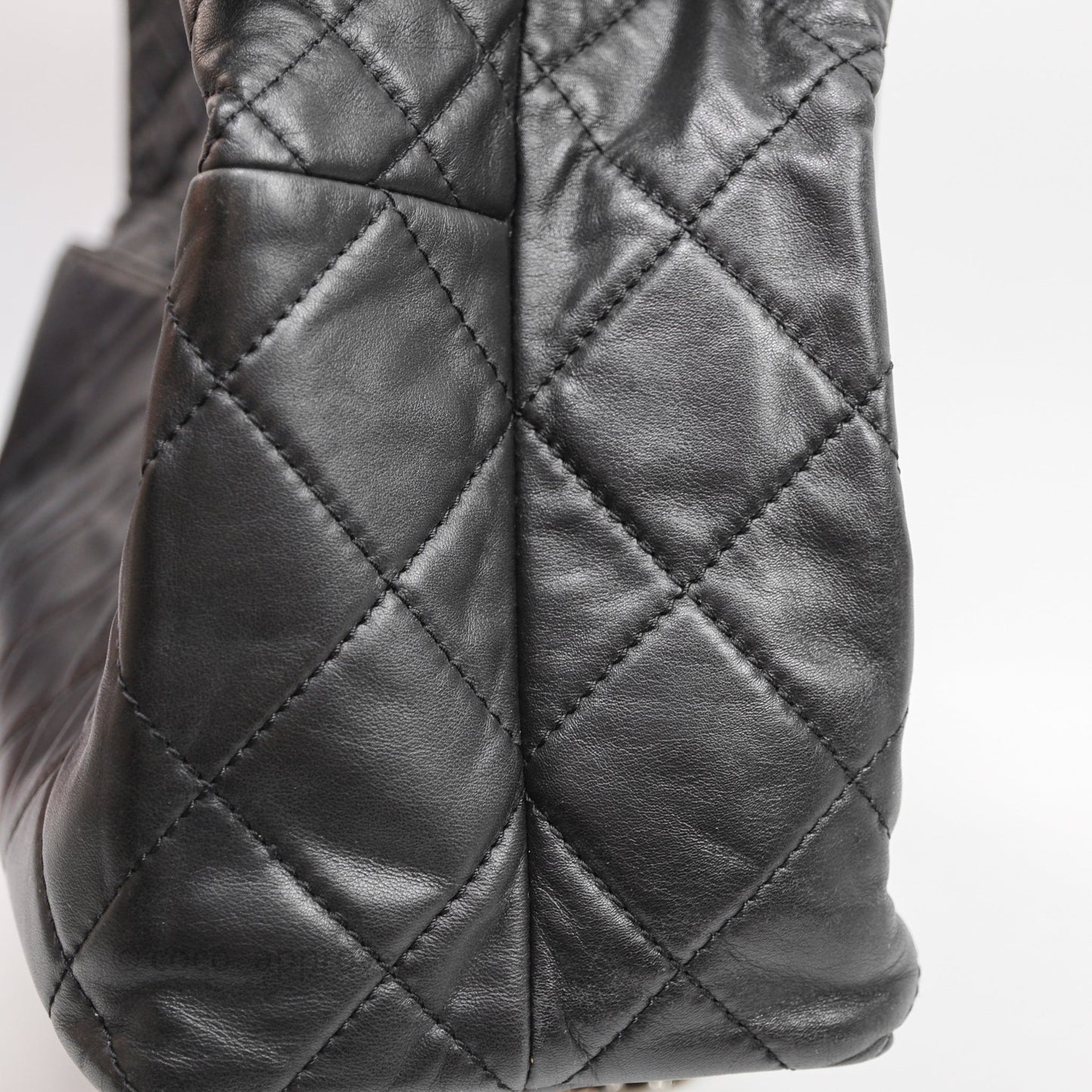 Chanel In The Business Tote Bag Black Calfskin Silver Hardware
