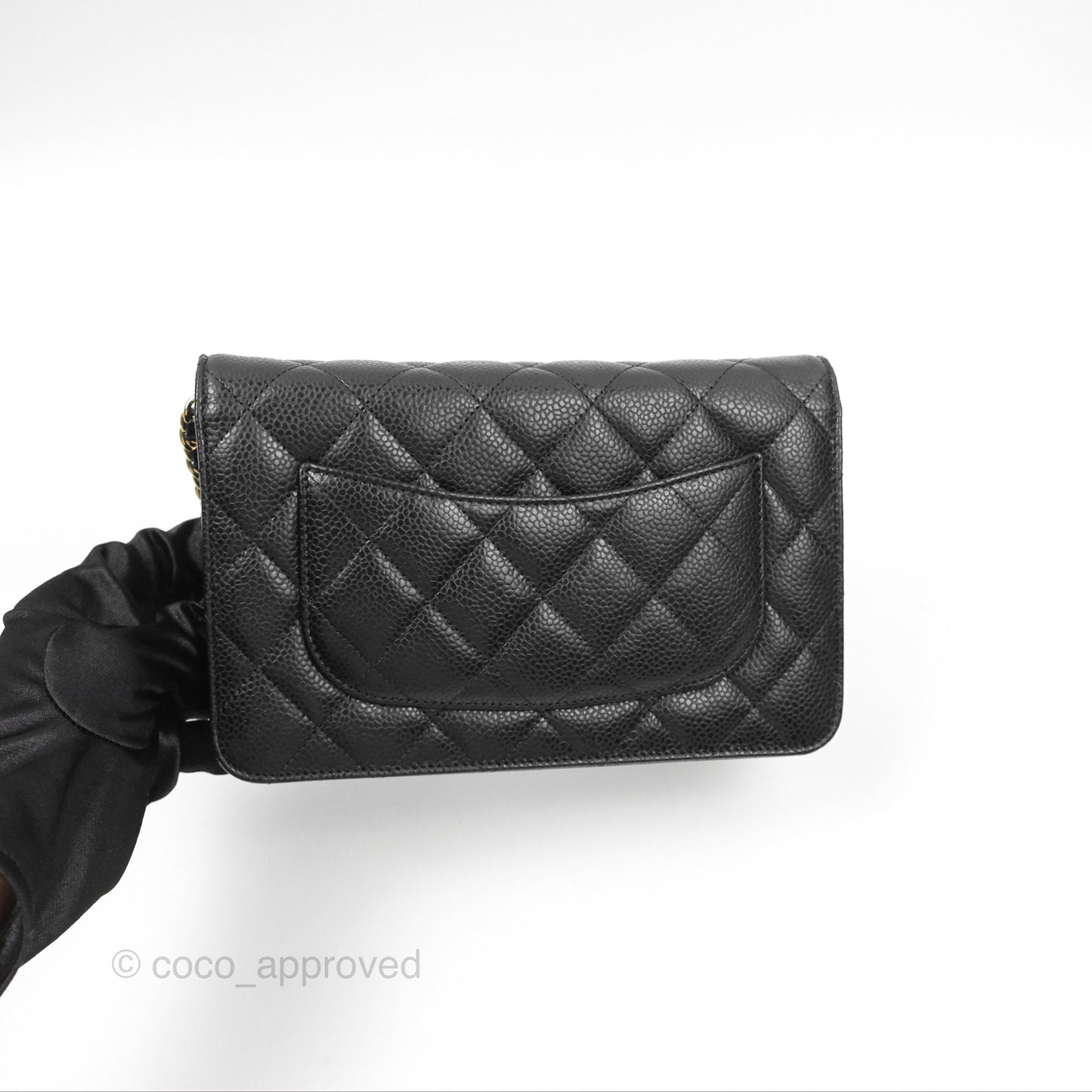 Chanel Quilted Classic Wallet On Chain WOC Black Caviar Gold Hardware