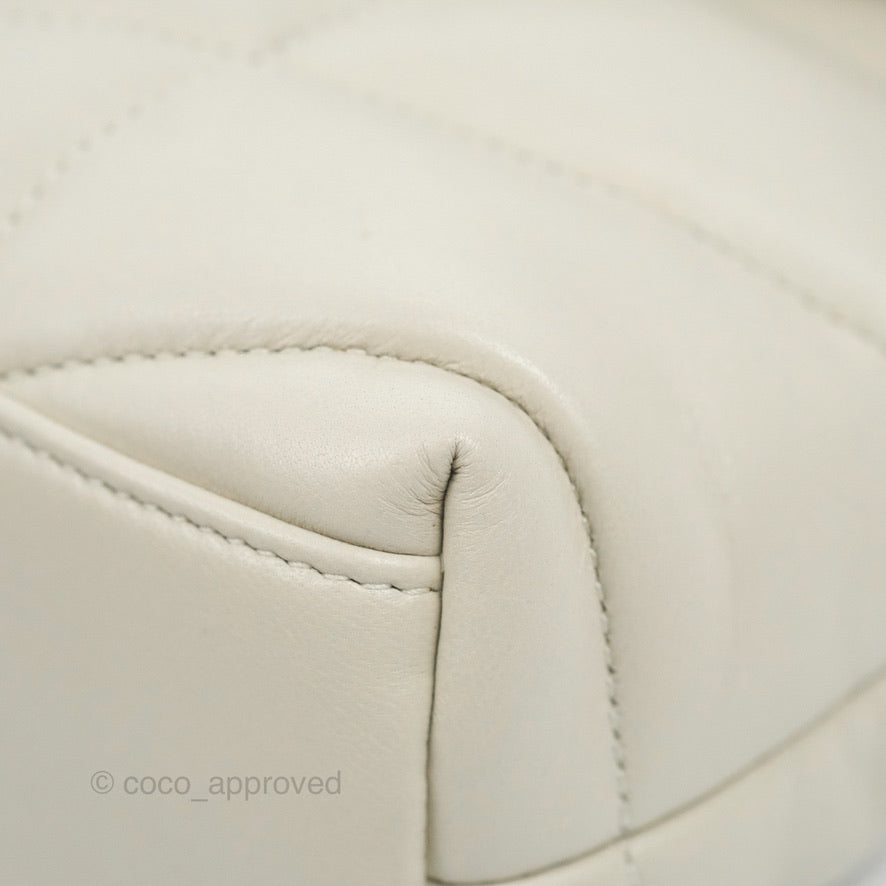 Saint Laurent Puffer Toy Bag Blanc Vintage Lambskin Silver Hardware