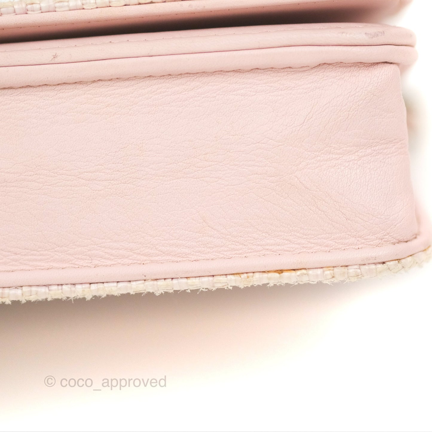 Chanel Deauville Wallet On Chain WOC Pink Canvas Silver Hardware