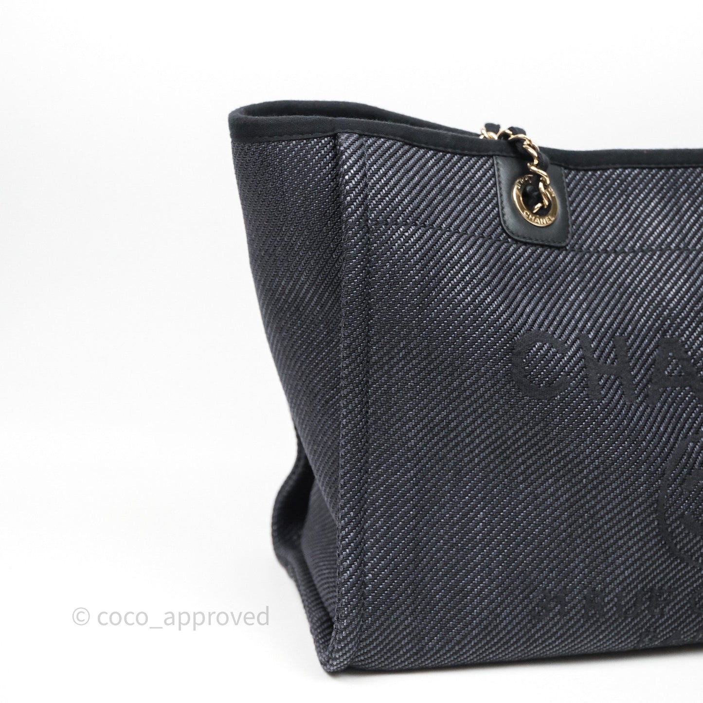 Chanel Medium Deauville Navy Canvas Gold Hardware