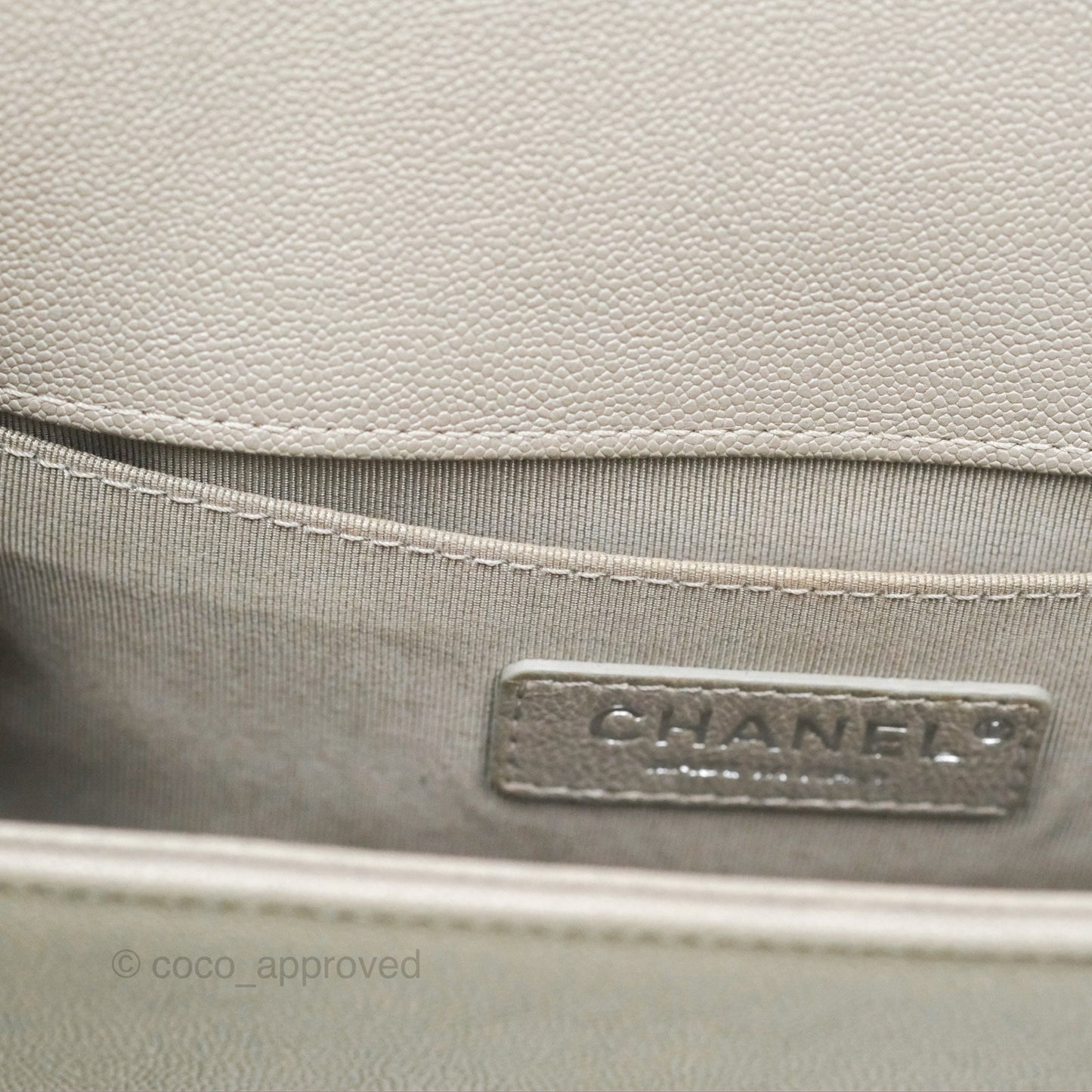 Chanel Small Boy Grey Caviar Silver Hardware