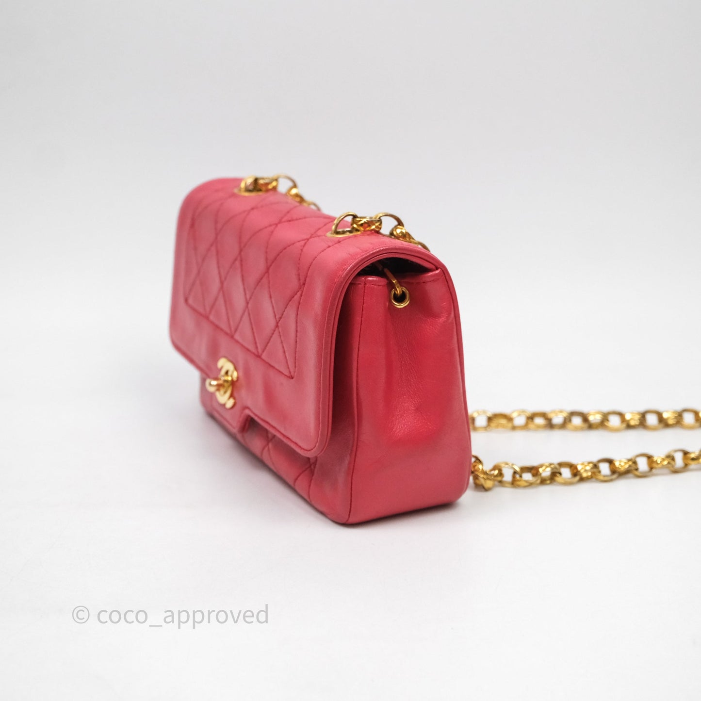 Chanel Vintage Mini Bijoux Chain Flap Bag Red Gold Hardware